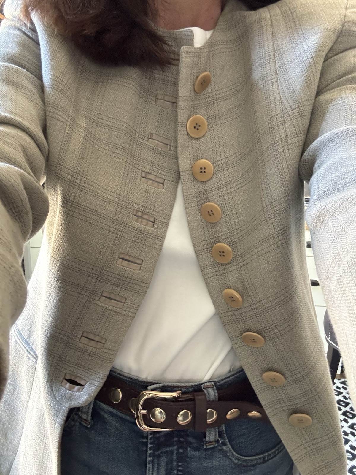 Vintage Giorgio Armani Georgia Blazer IT 40 US 4 Plaid Long Jacket Made Italy