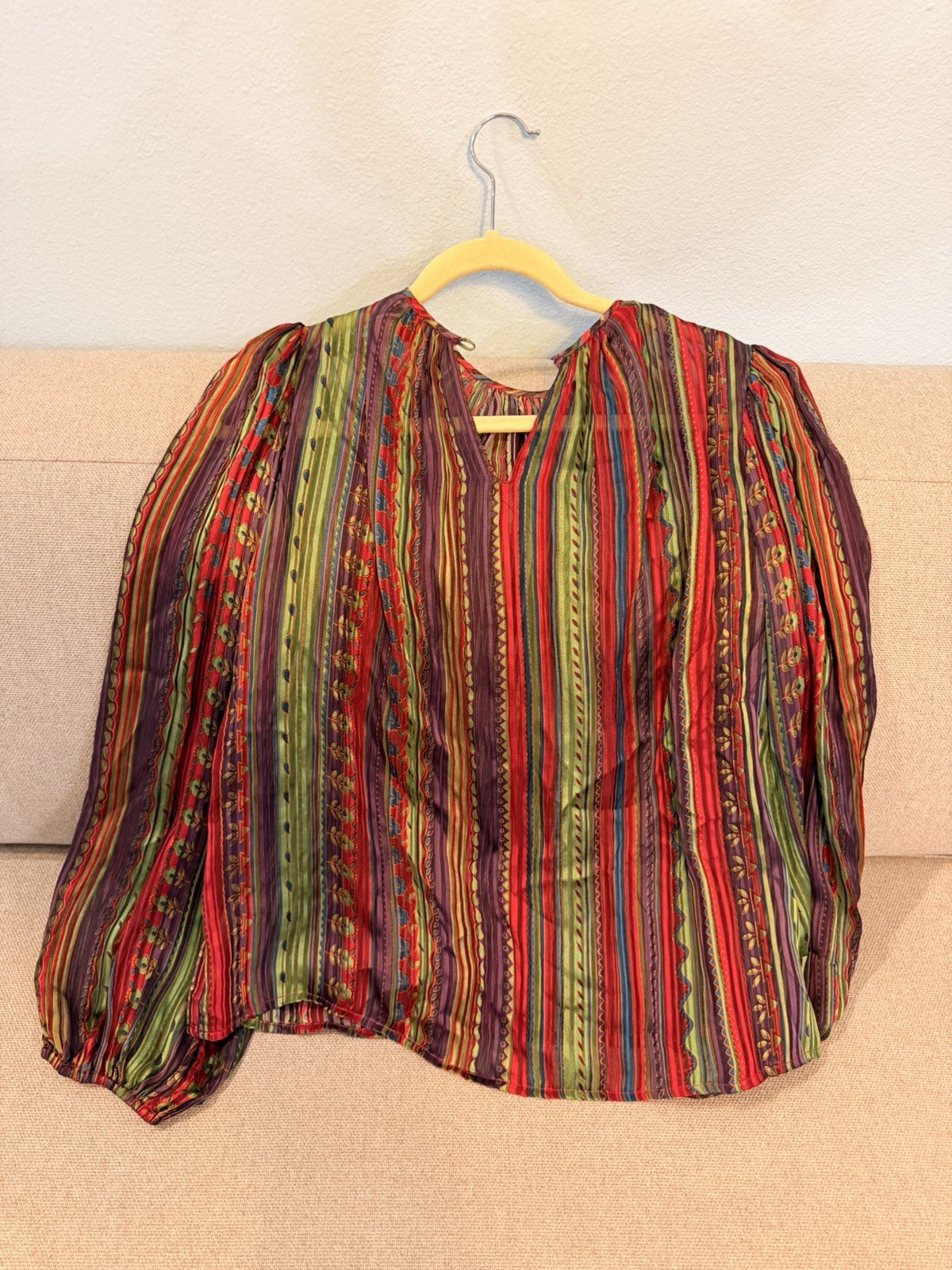 Miss by Oscar de la Renta Vintage Multicolor Striped Blouse Red Green