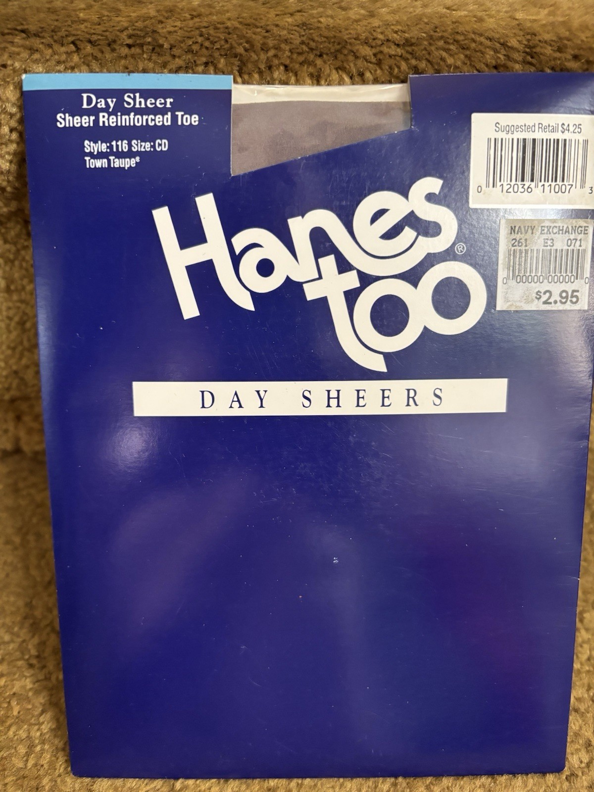 Vintage Y2k Hanes Too! Day Sheer Pantyhose Sz CD Town Taupe NOS Reinforced Toe