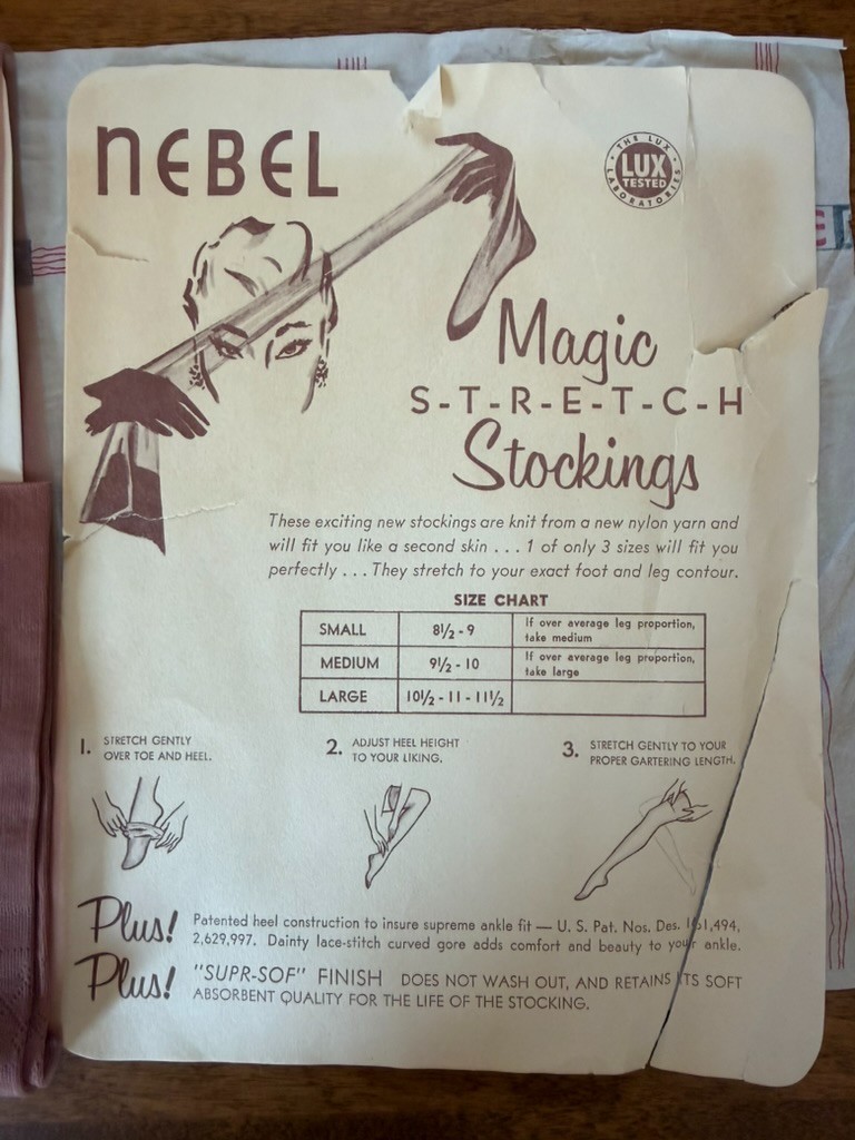 Vintage 1950s Nebel Flat Knit Nylon Stockings Size 8 /30 NOS