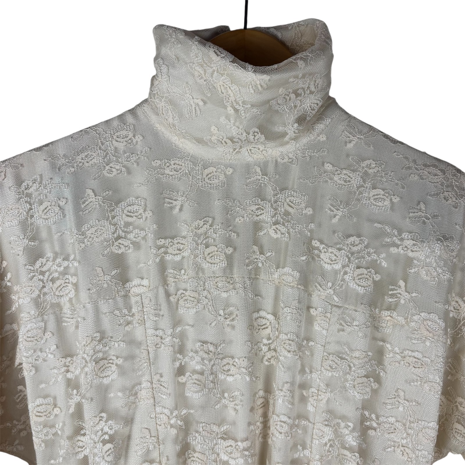 Vintage 1970s Handmade Wedding Dress Ivory Lace Edwardian Revival Cottagecore
