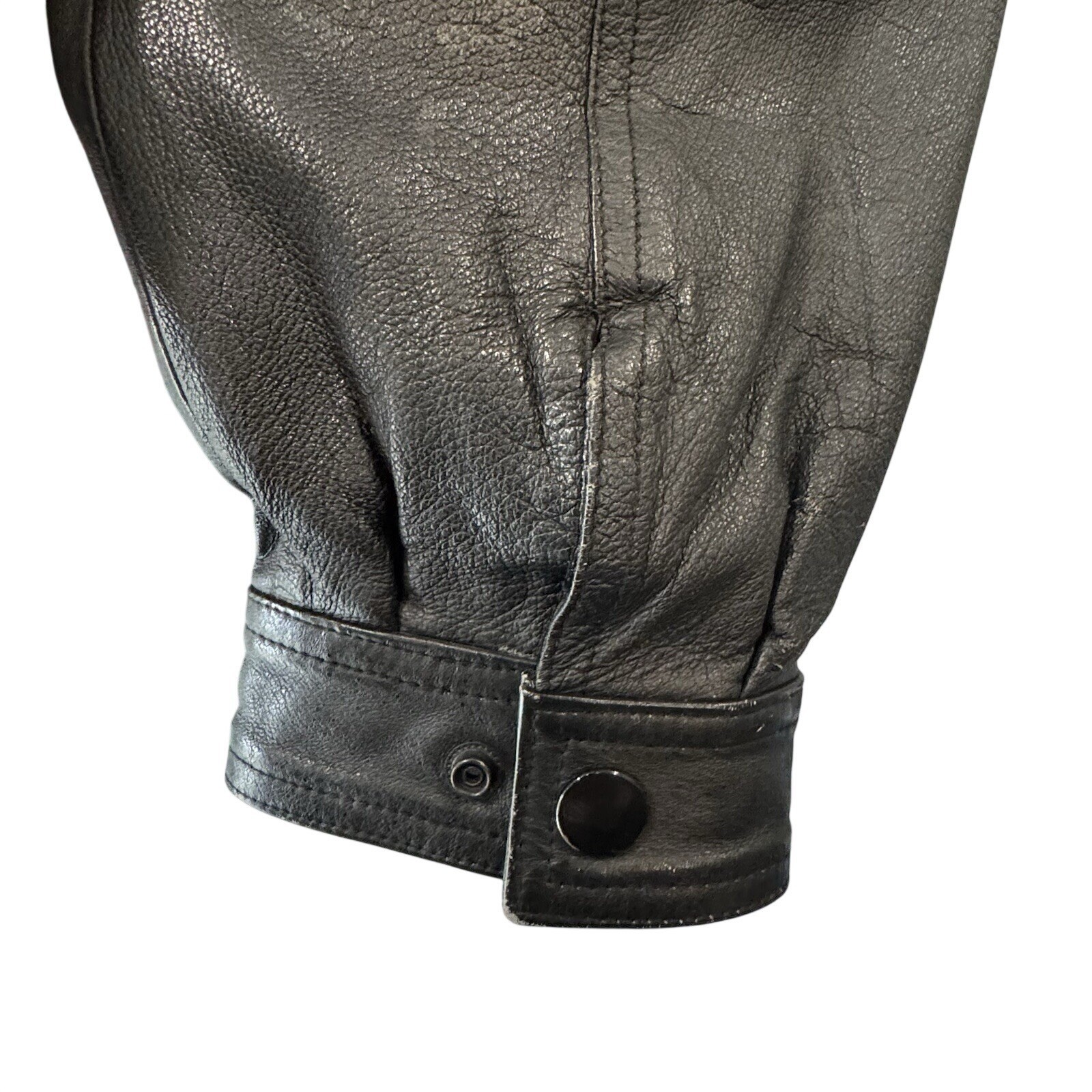 Black Leather Belted Longline Coat Women L Oversized Moto Mob Wife Jacket