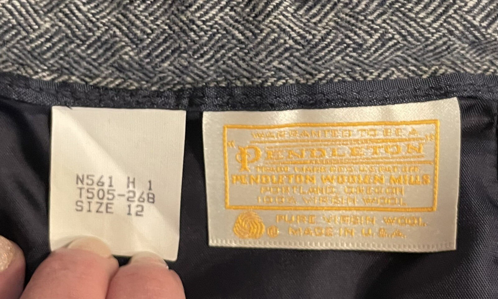 Vtg 80s Pendleton Virgin Wool Straight Pencil Skirt Navy Academia Geek 30-31” W