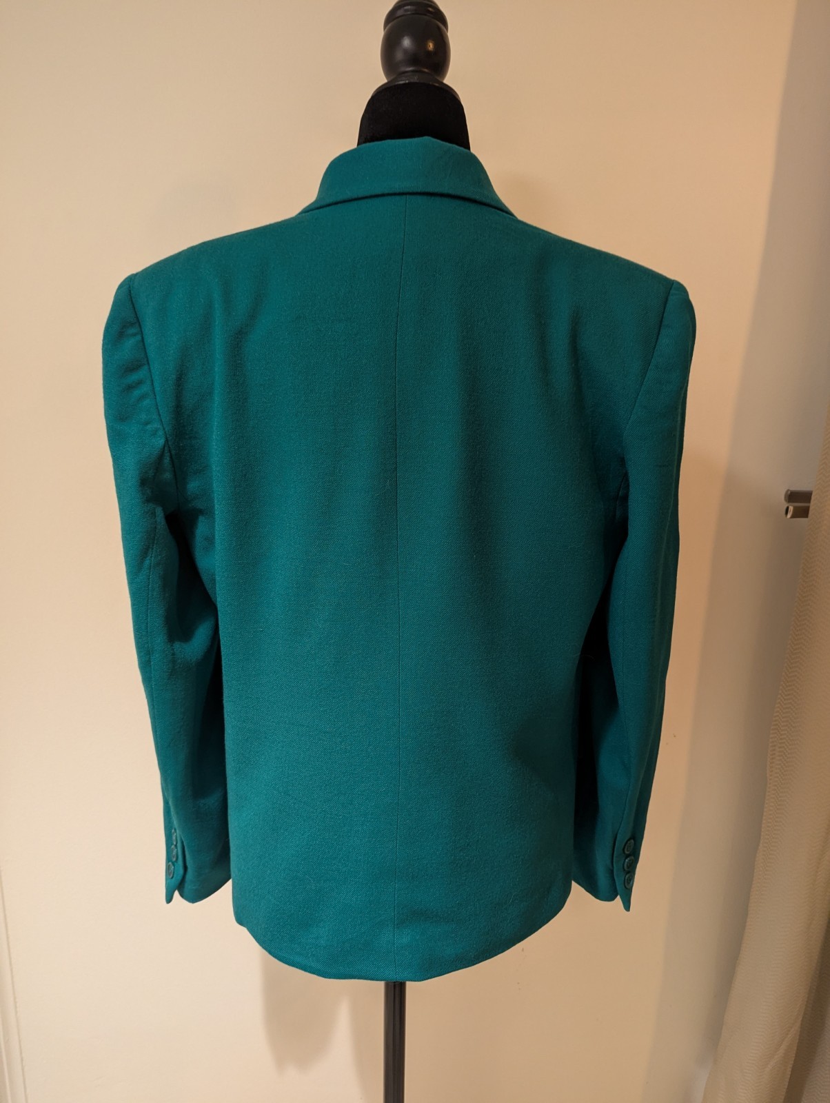 Vintage 1980s Saville Teal 100% Wool Blazer Jacket Button Up Medium Large