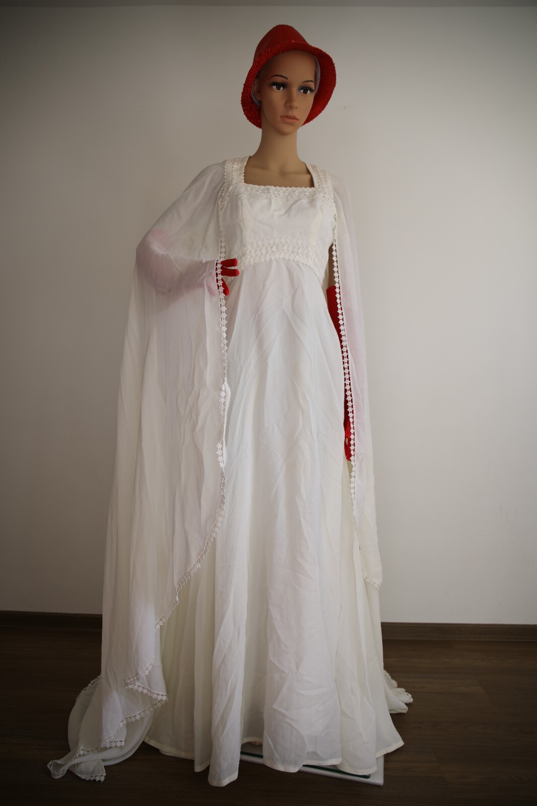 Rare Vintage Bridal Dress 1960’s Maggy Rouff Paris Couture Mod🌿Gown Cape