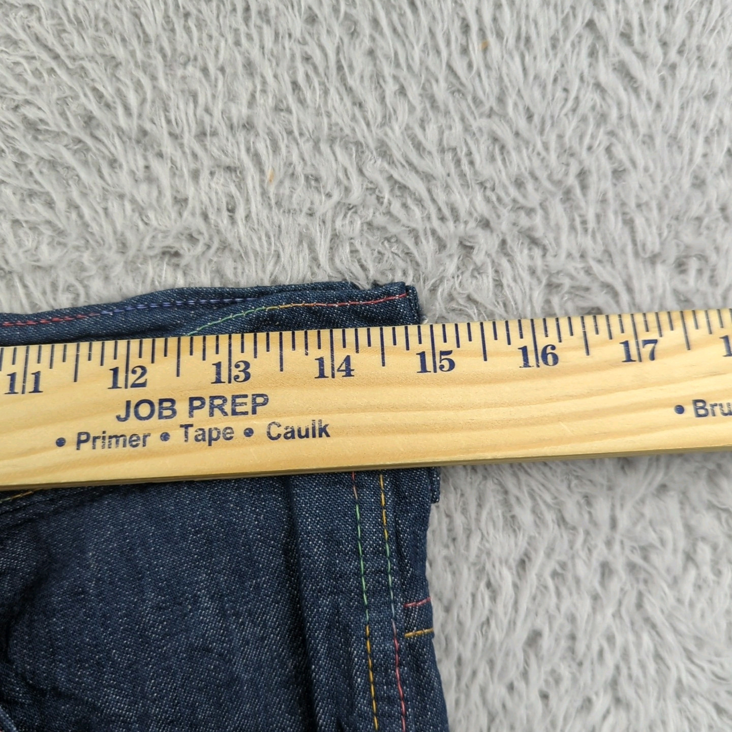 Vintage 1970s Farah Jeans Womens 31 XL Blue Flare Bell Bottoms Rainbow Stitch