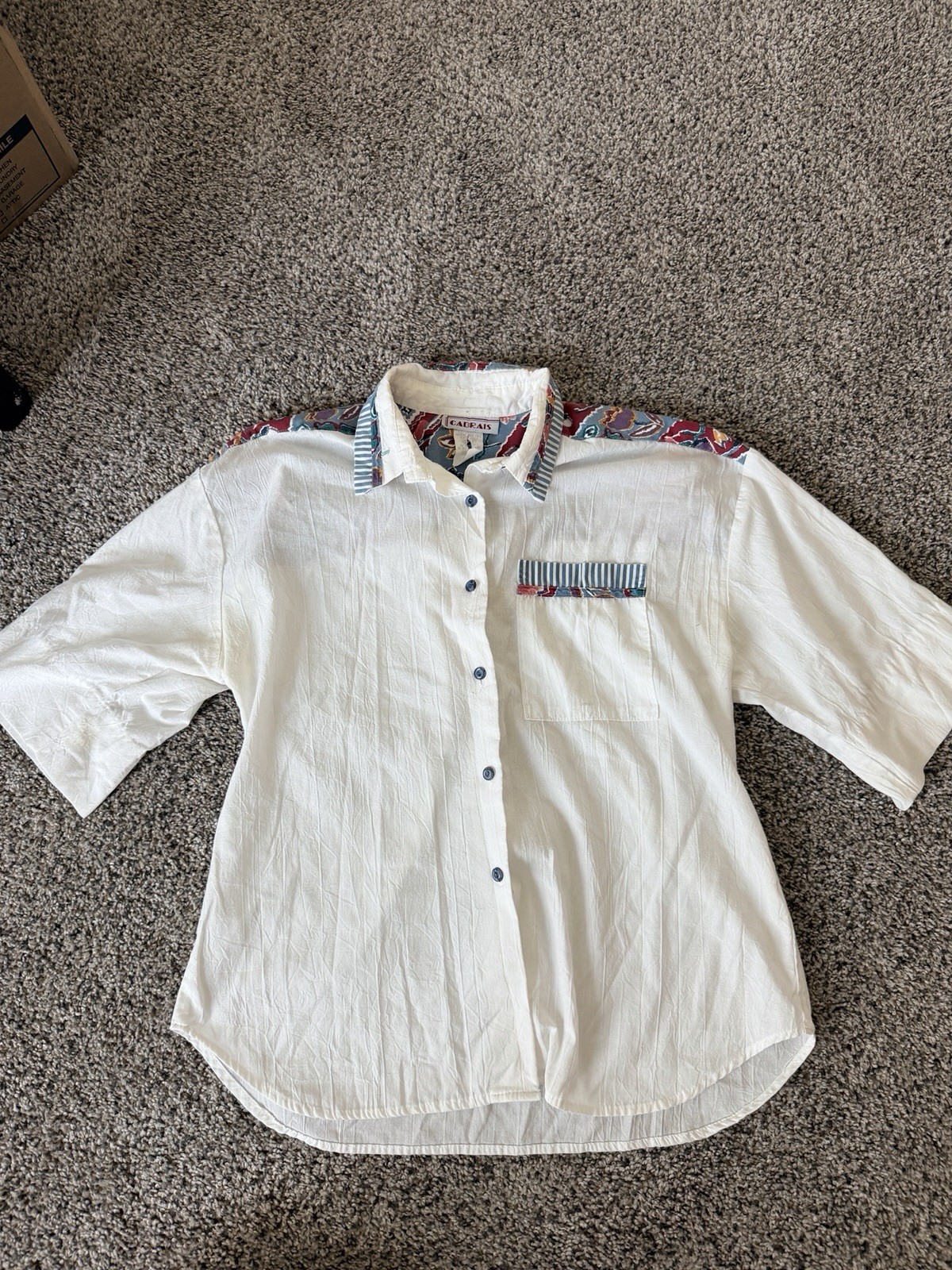 VTG 80’s Cabrais Shirt Women’s Sz 16 L Detail Western Cottage USA Cowgirl Ranch