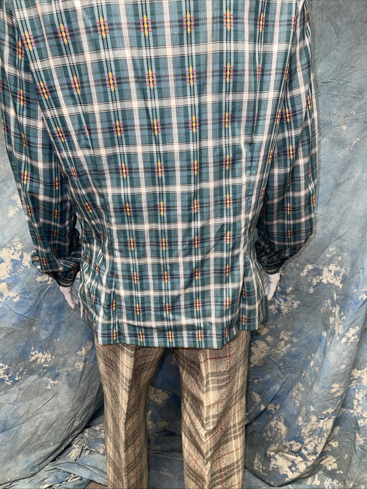 Juniors Vintage 1970s Bobbie Brooks Plaid Blouse Shirt 13/14