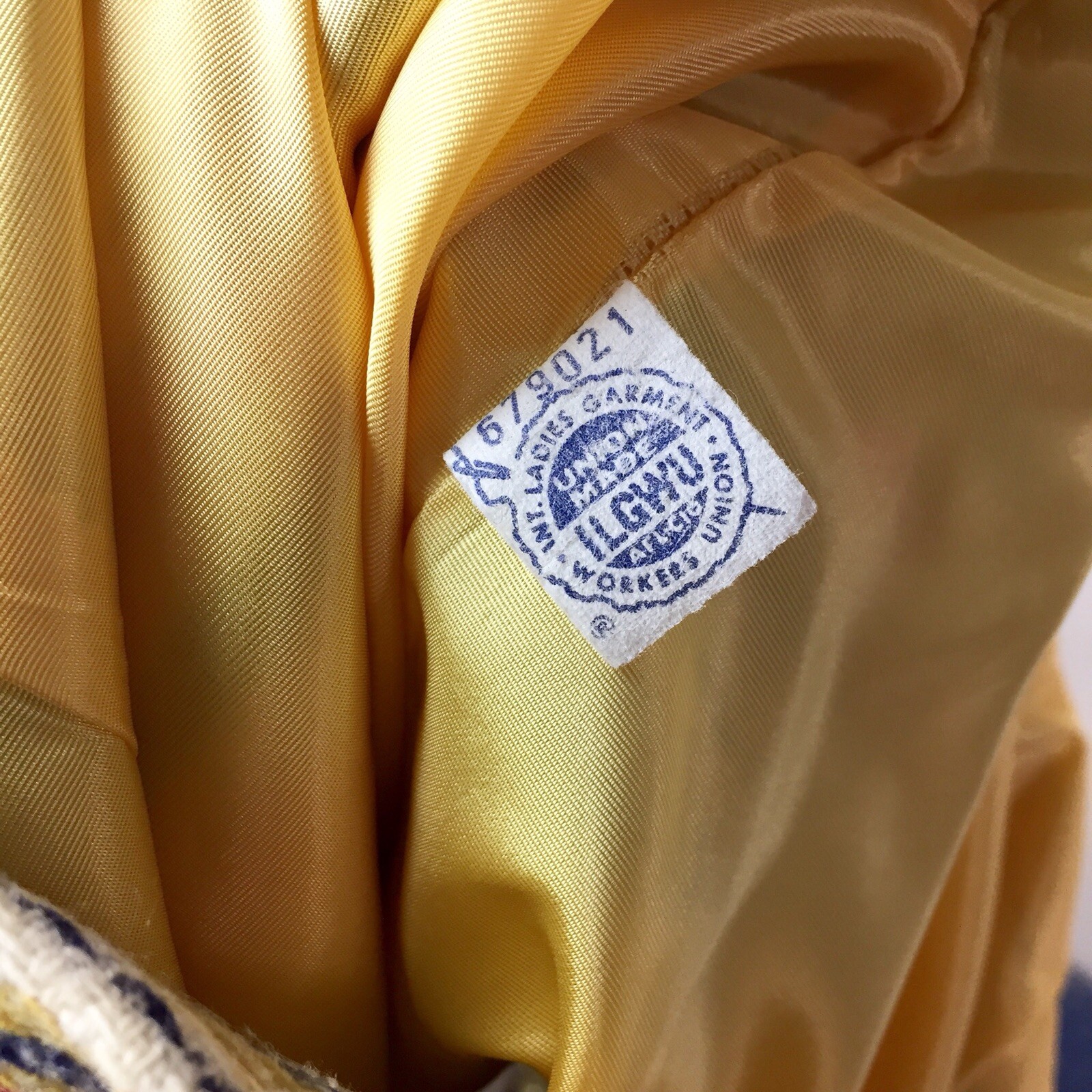Majestic High Waist Pencil Skirt 1960’s Union Striped Wool Yellow Blue XS / 25