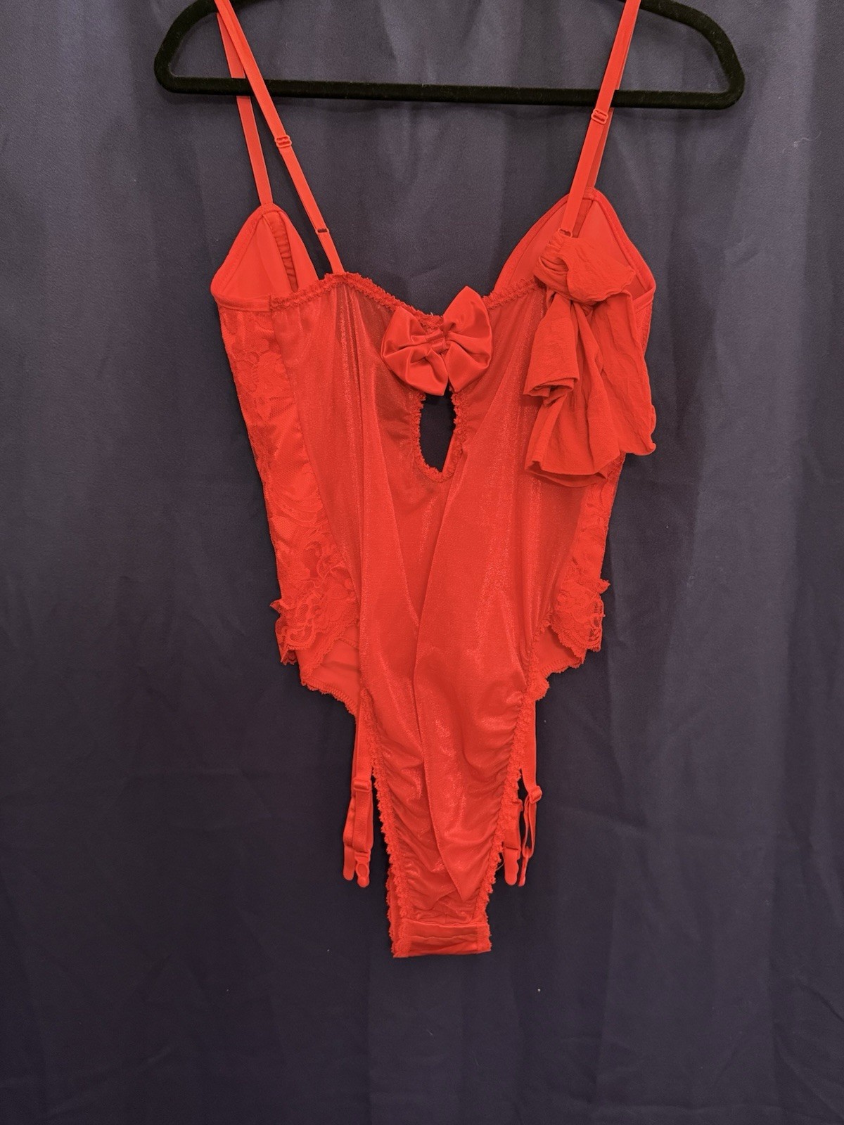 Vtg 80s Frederick’s Hollywood Red Lace Teddy Garter Lingerie USA 38 Pinup Vixon