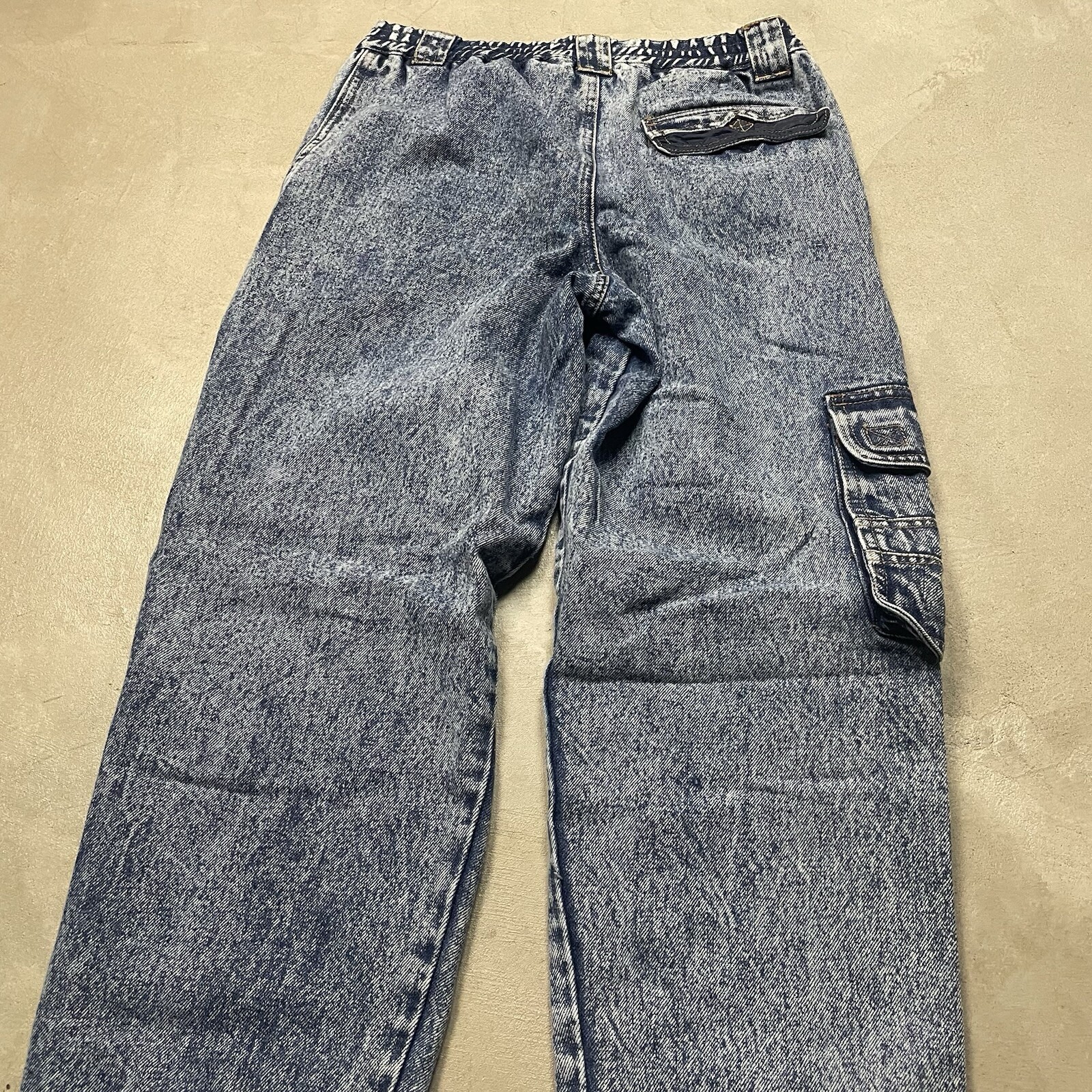 Vintage 80s Gitano Cargo Jeans Acid Wash Straight Size 16 Actual 26×28 High Rise