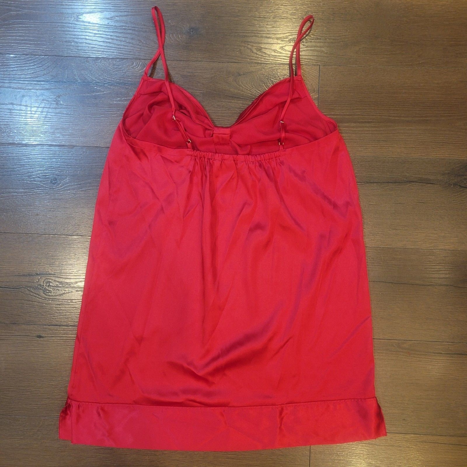 Vintage Victoria’s Secret Chemise Satin Slip Dress M Red Bow Front 2009 Lingerie