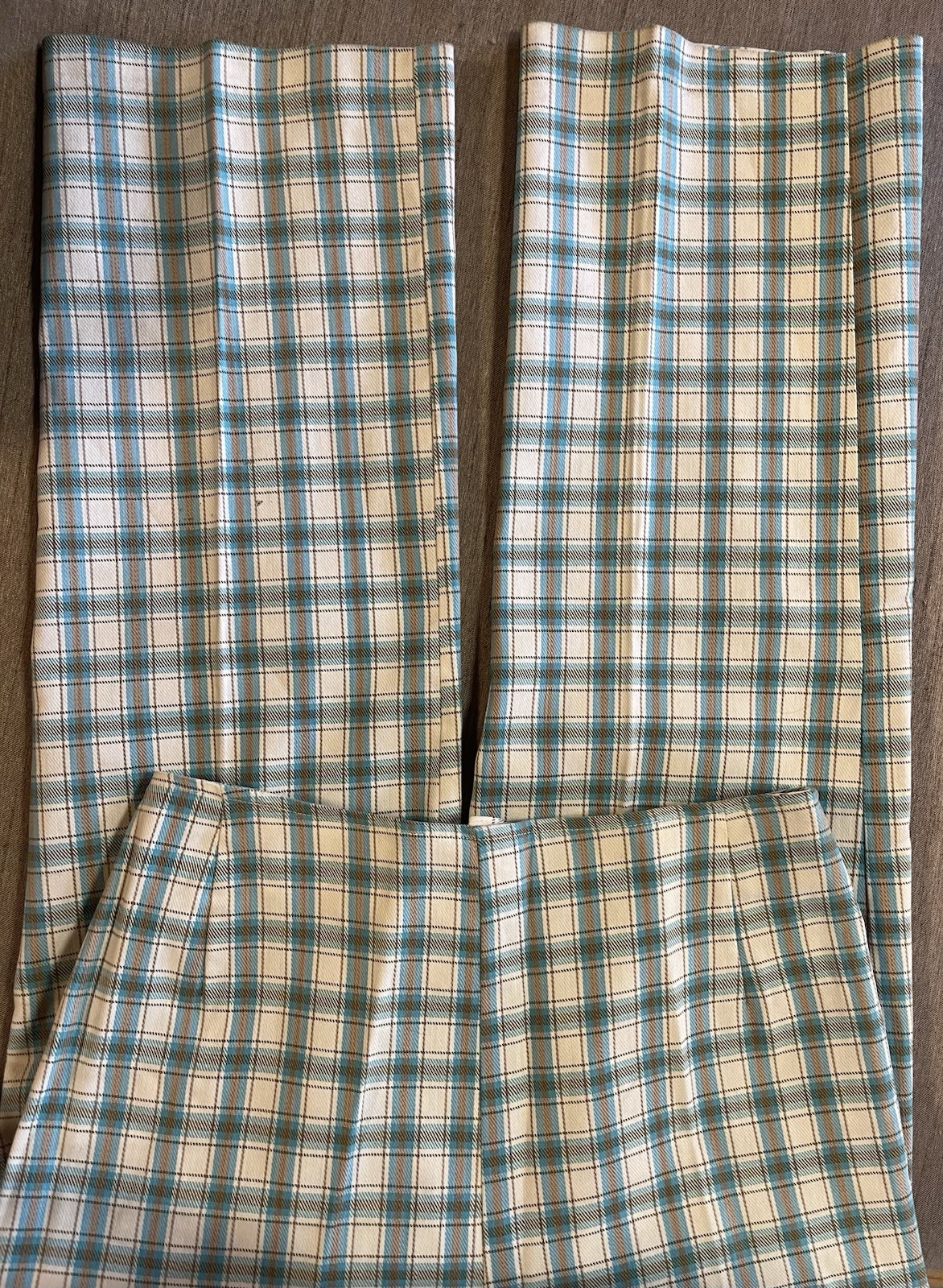 Vintage 70s PYKETTES Womens 30 x 27 White Blue Plaid Ankle Pants