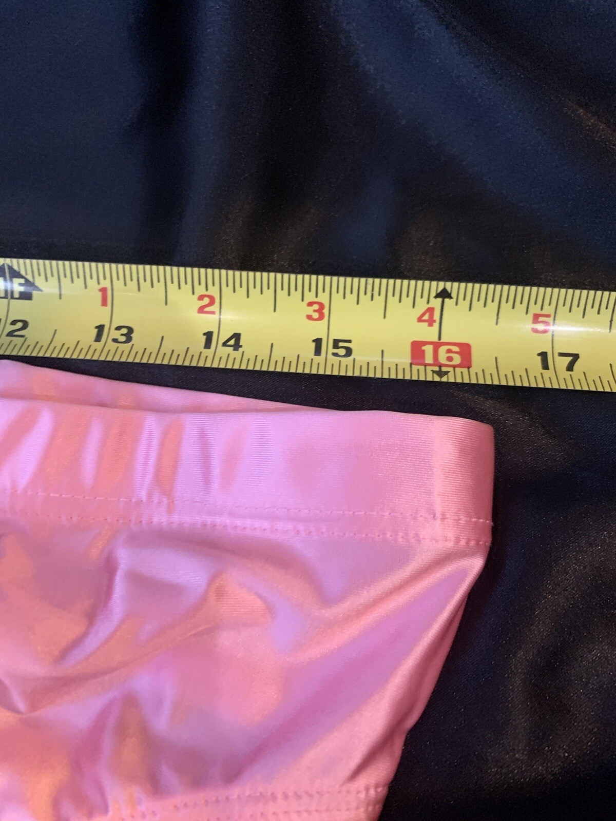 Shiny Wet Look Light Pink Satin Spandex Hi Cut Leg & Waist Thong Panties Sz Med