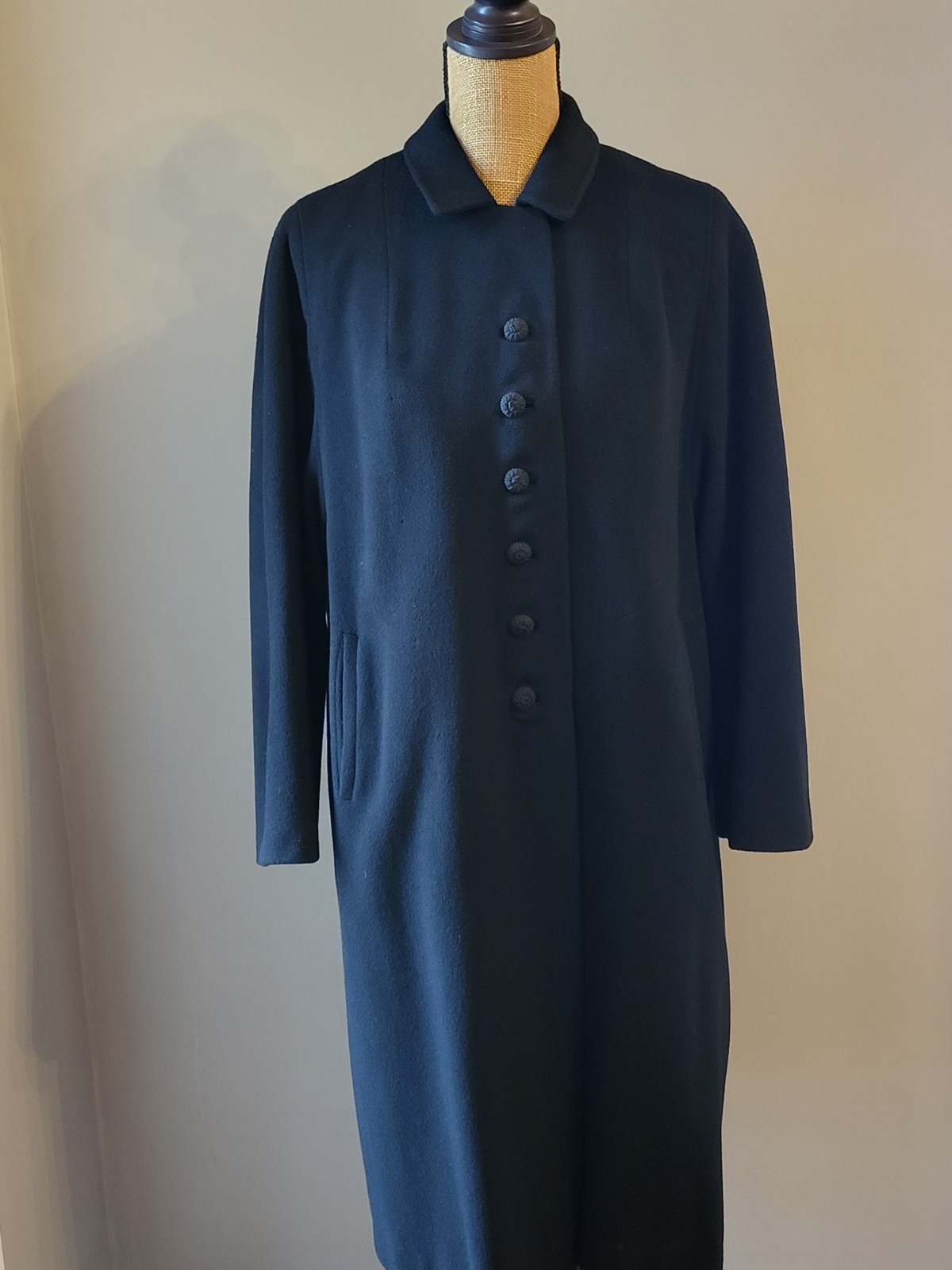 Elegant Fashions Vtg 50s Cashmere And Mink Black Coat Medium Size 10