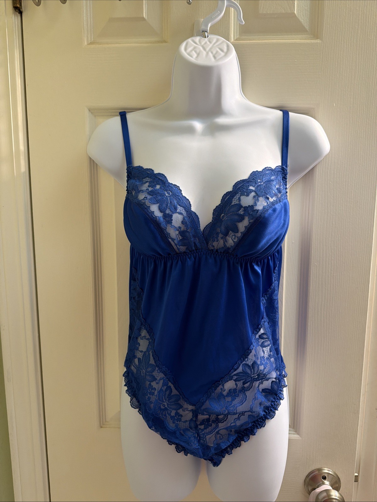 Vintage Dolores Promise by Poirette ILGWU Lace Teddy Romper Bodysuit 80s Sz 36