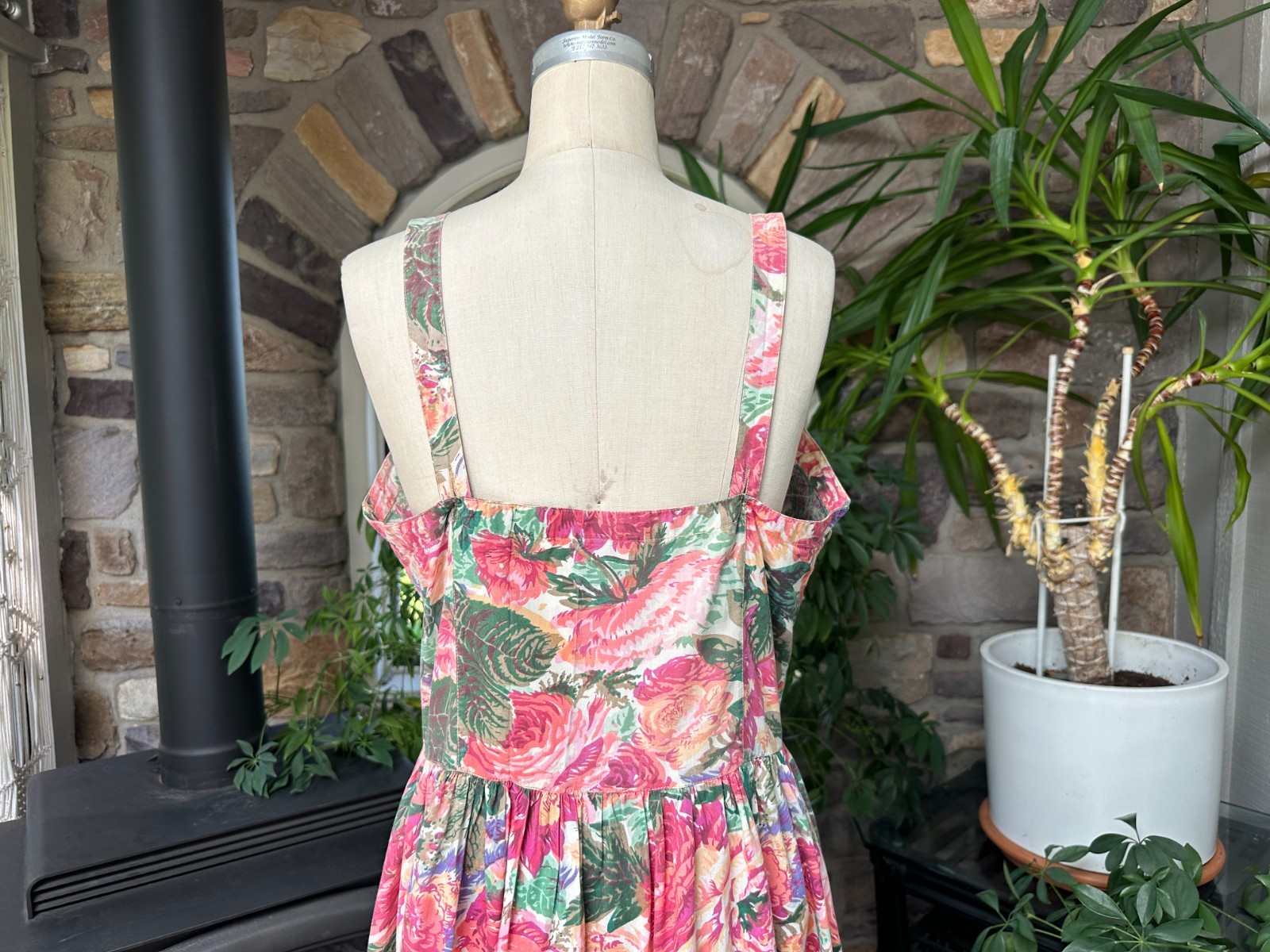Vintage 1990s Starina Floral Button Front Cotton Cottagecore Midi