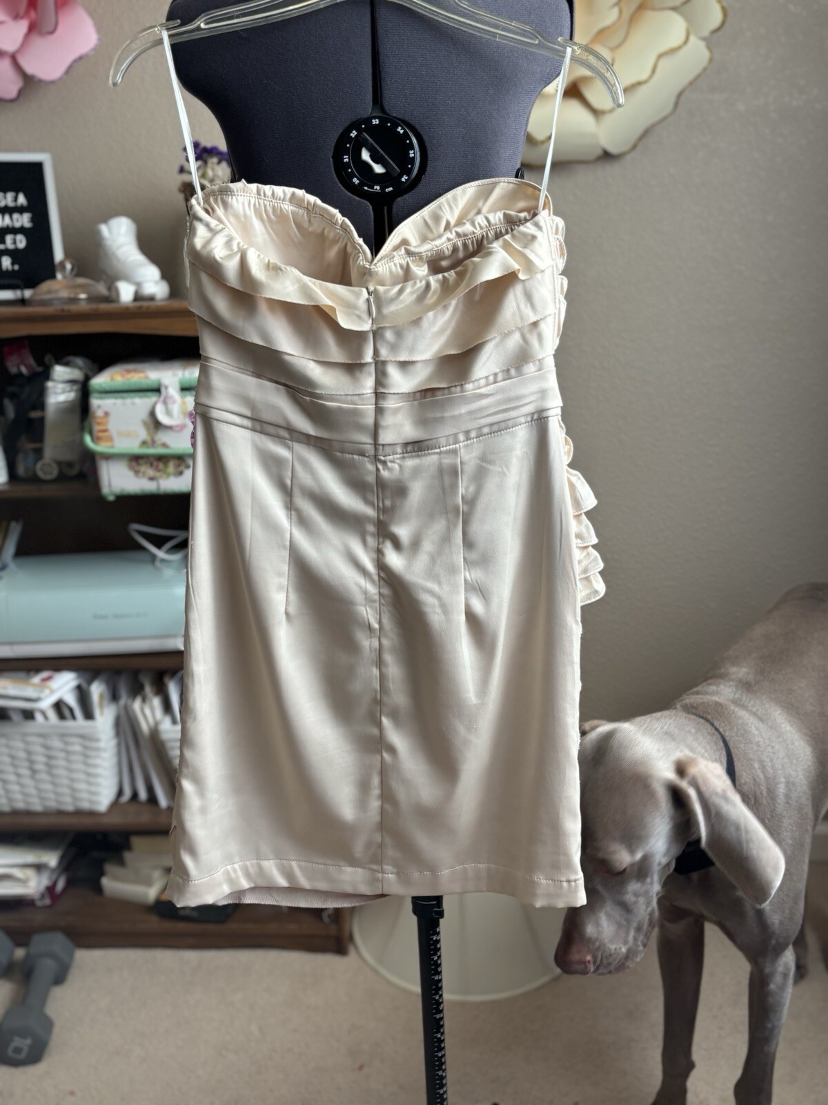 Vintage Minuet Off White Strapless Cocktail Dress Cream Ruffle Semi-formal