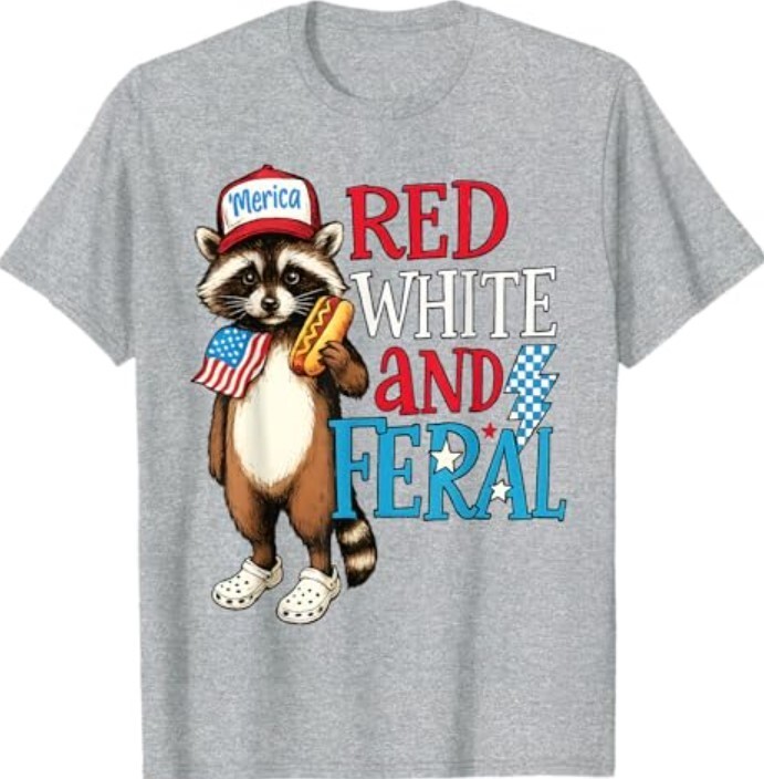 Funny Raccoon 4th Of July Patriotic Cute Red White And Feral TEE Shirt