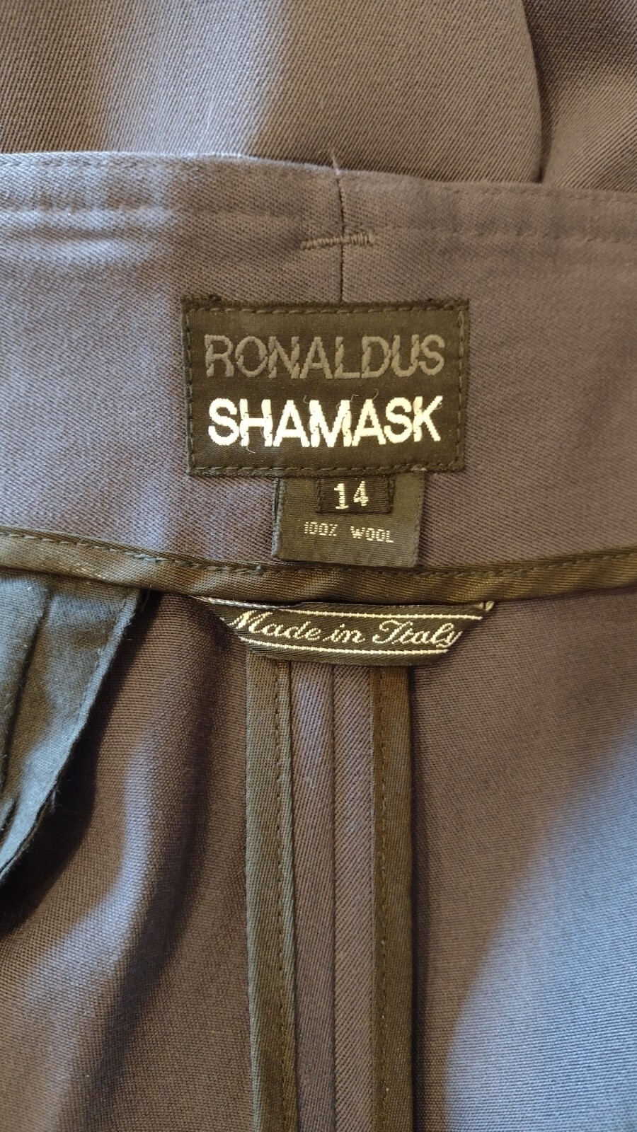 1980’s Ronaldus Shamask 2pc Pant Suit Deep Blue/Grey sz 14
