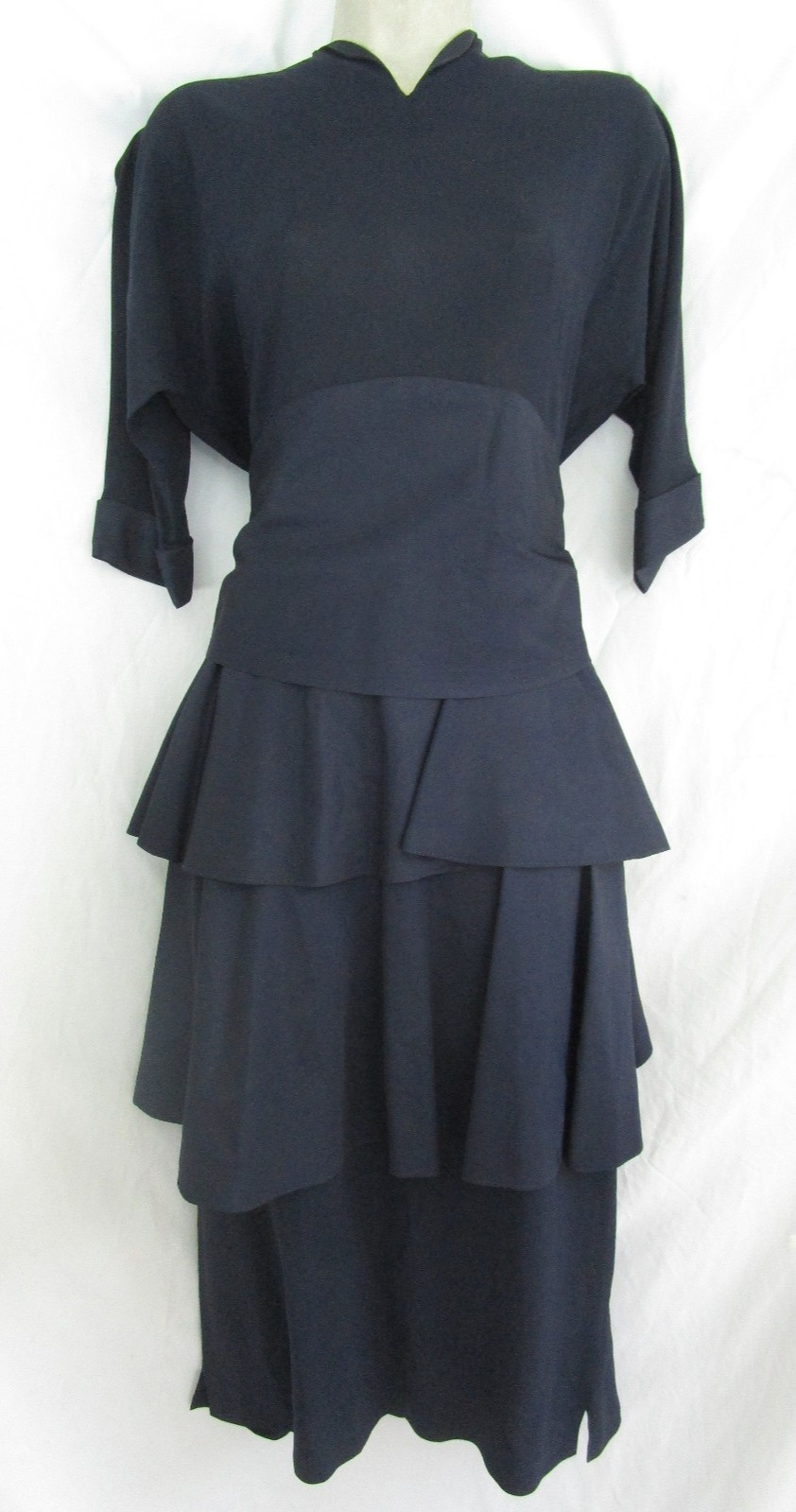 Vtg 40s 50s Bullock’s Pasadena Tiered Dolman Sleeve Dinner Party Dress AS IS