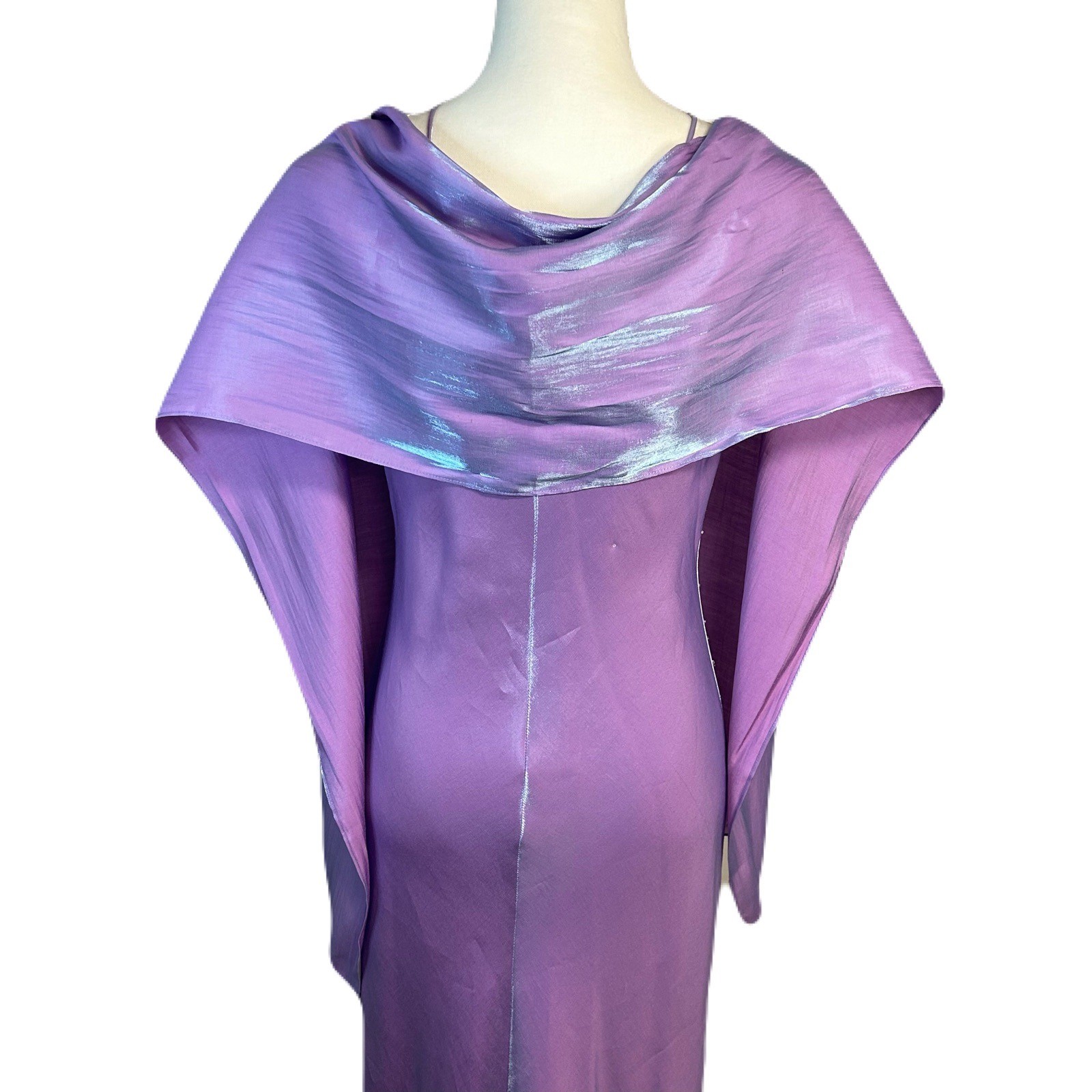 Vtg Chelsea Nites Iridescent Purple Formal Gown Beaded With Shawl Size 12 Prom