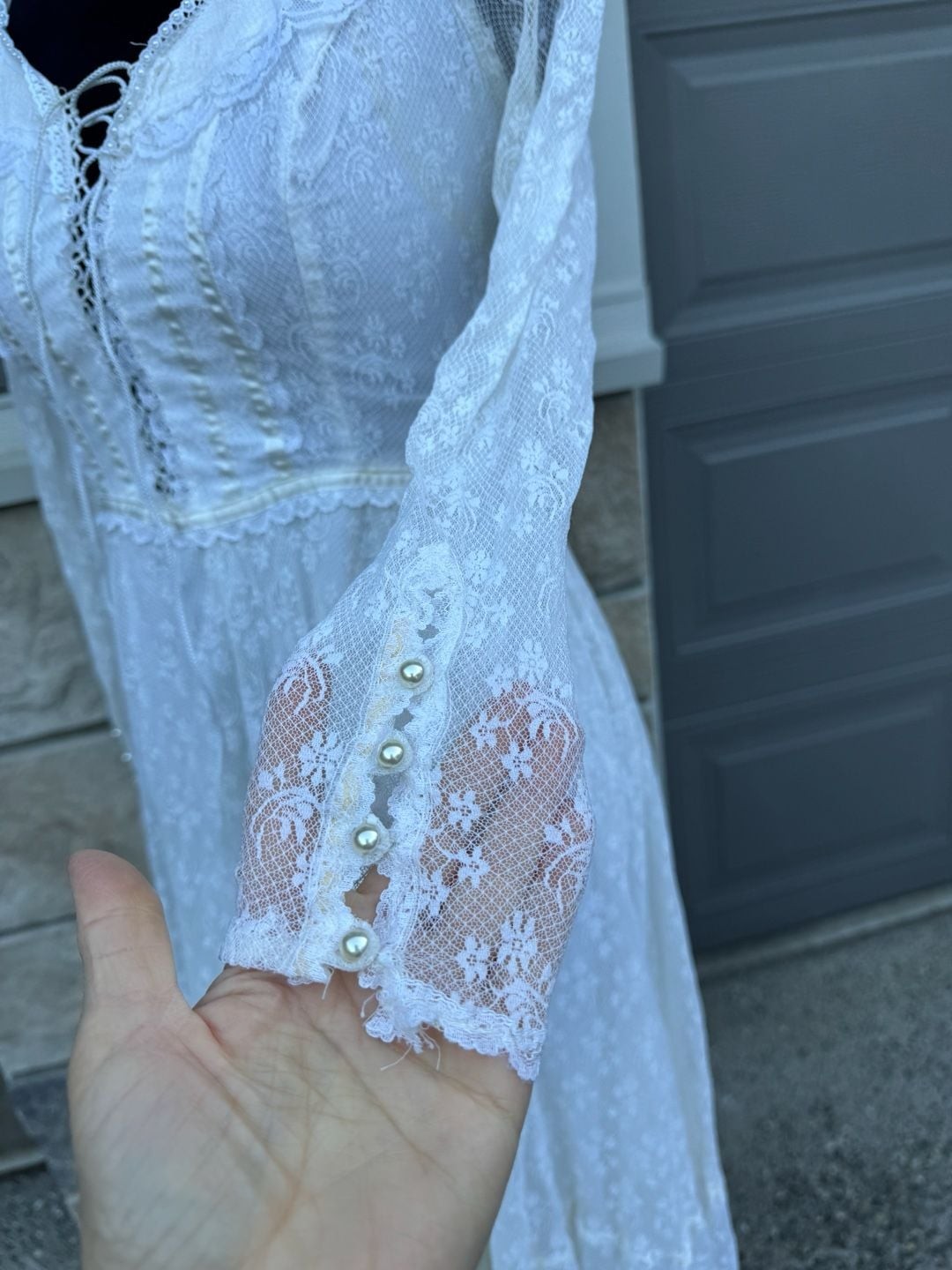 Vintage 70s Gunne Sax Romantic Renaissance Bridal Maxi Lace Dress Sz 8-9?