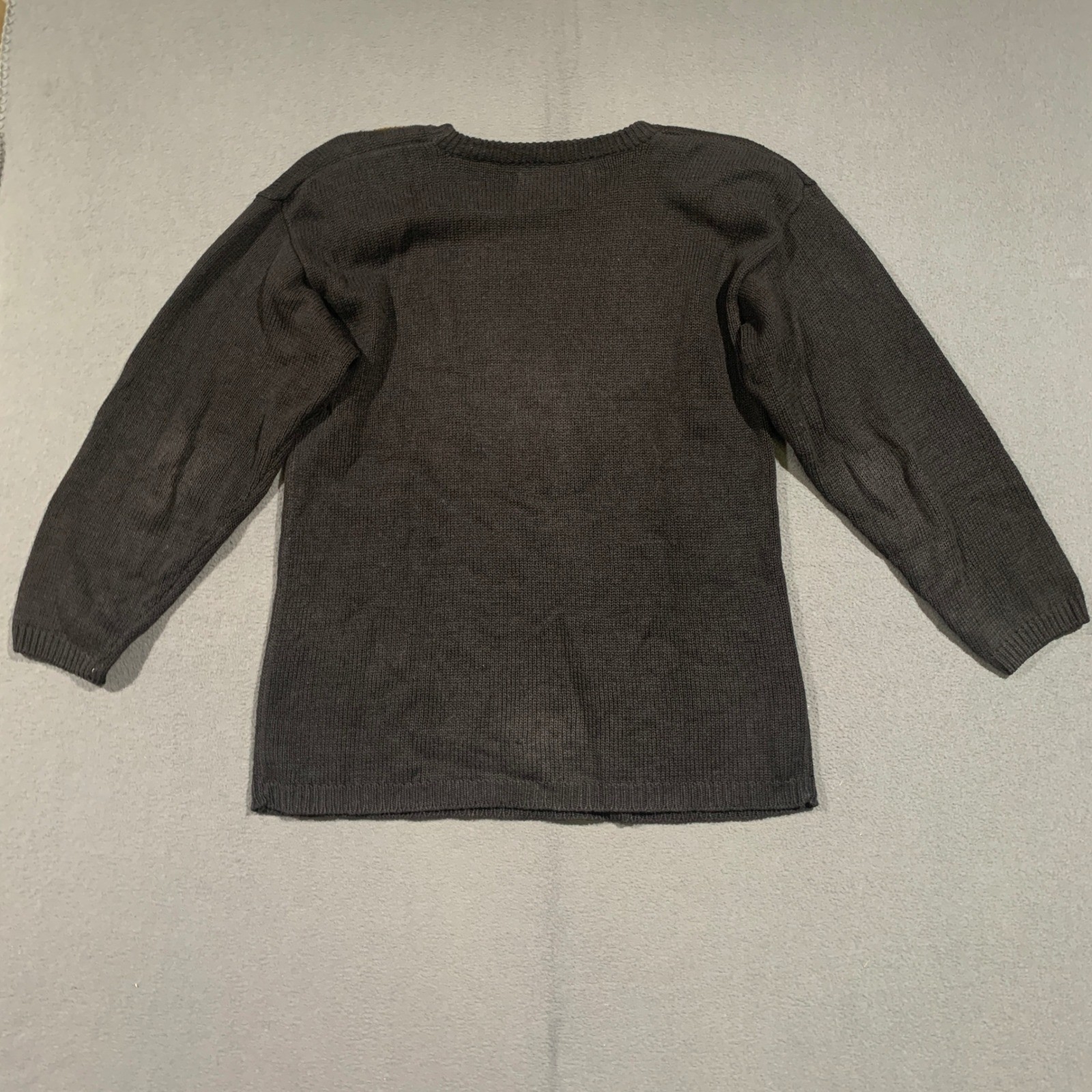Vintage Victoria Harbour Black Gold Beaded Sequin Floral Knit Sweater Womens M