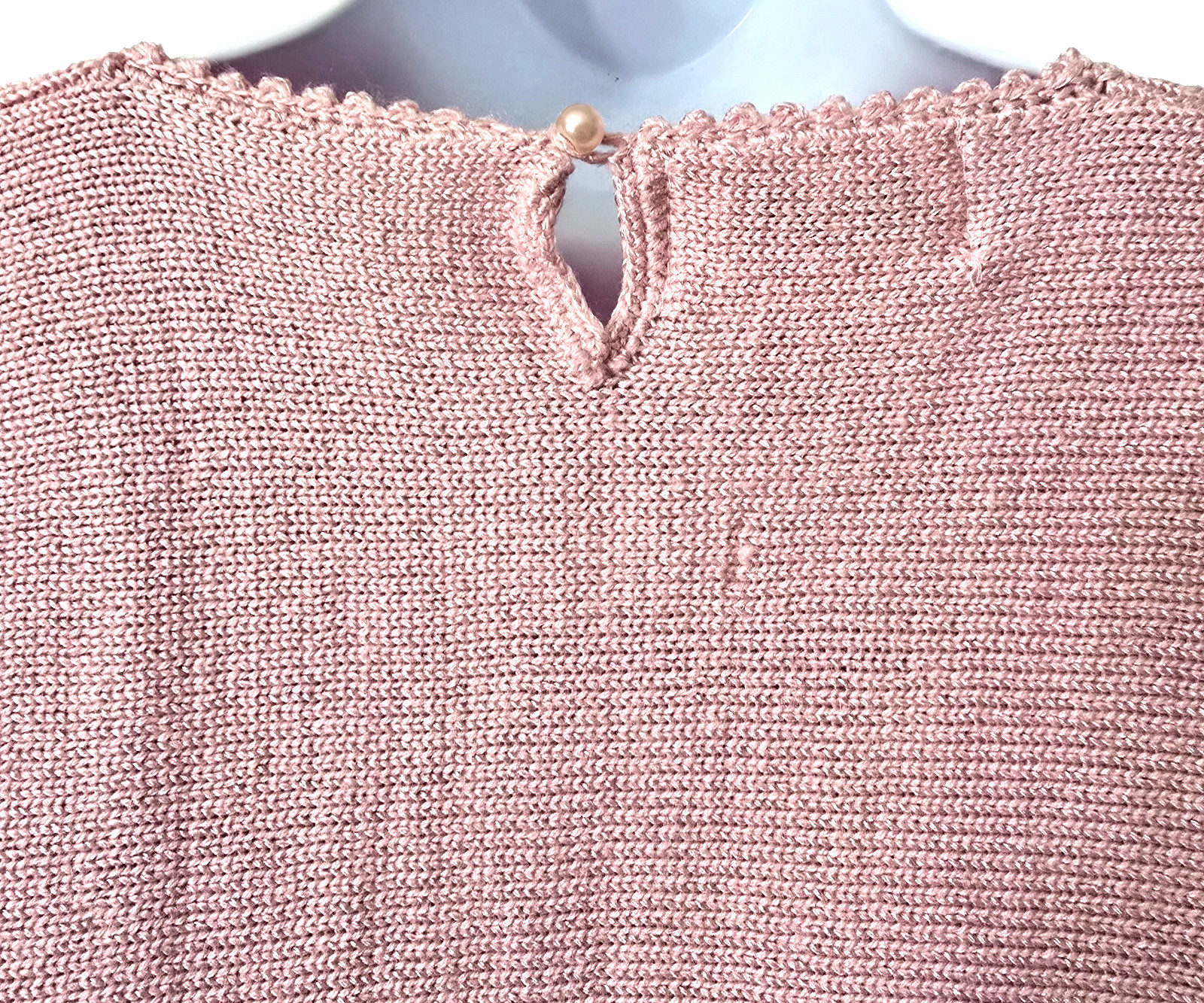 Vintage Embroidered Feminine Sweater Top M Beaded Girly Kawaii Pink Ivory 90s
