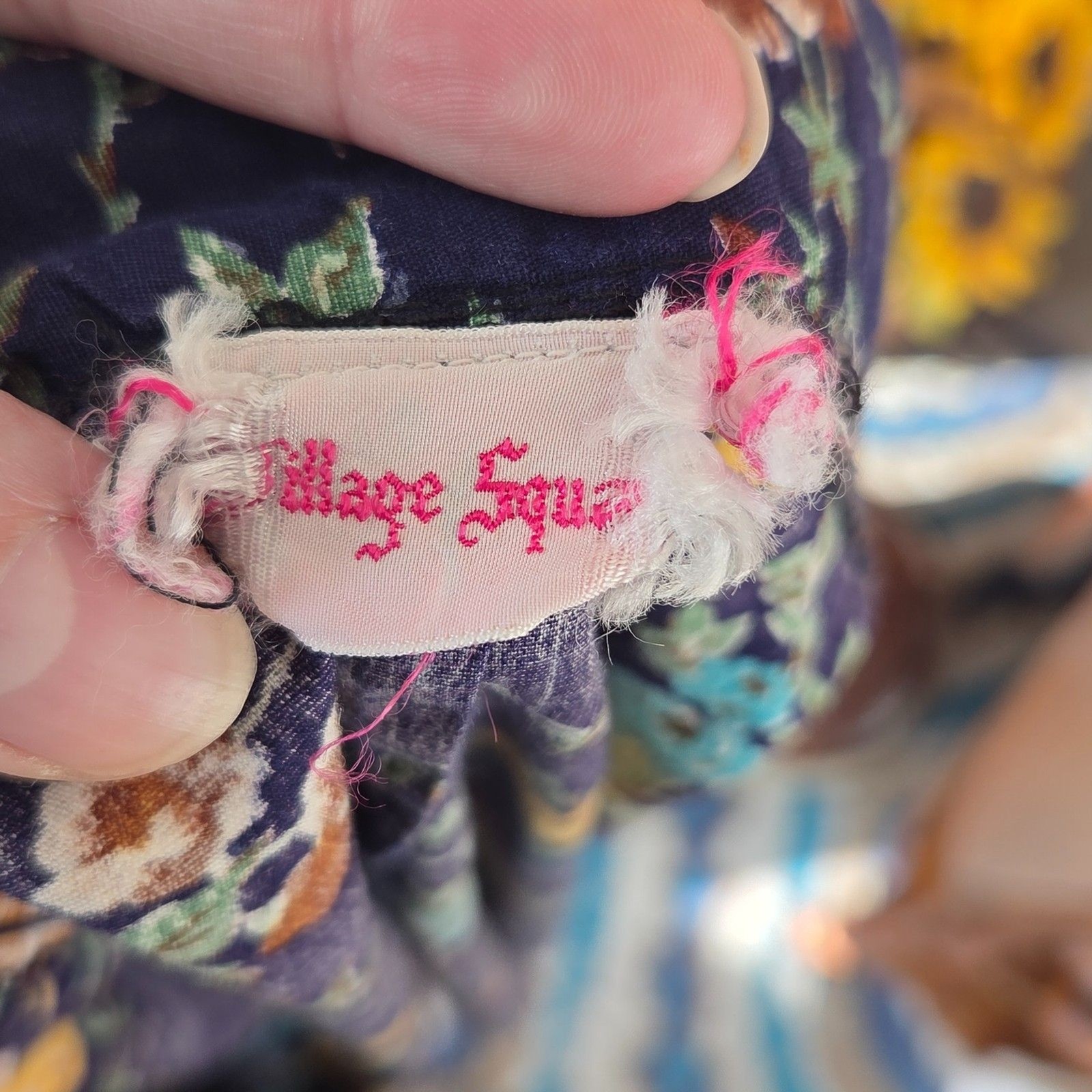 Vintage 1980s Village Square Floral Wrap Skirt Cottagecore Navy Size Small