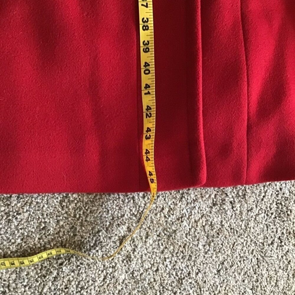 Bromleigh Vintage Red Wool Coat Stand Collar Button Front Satin Lined Women
