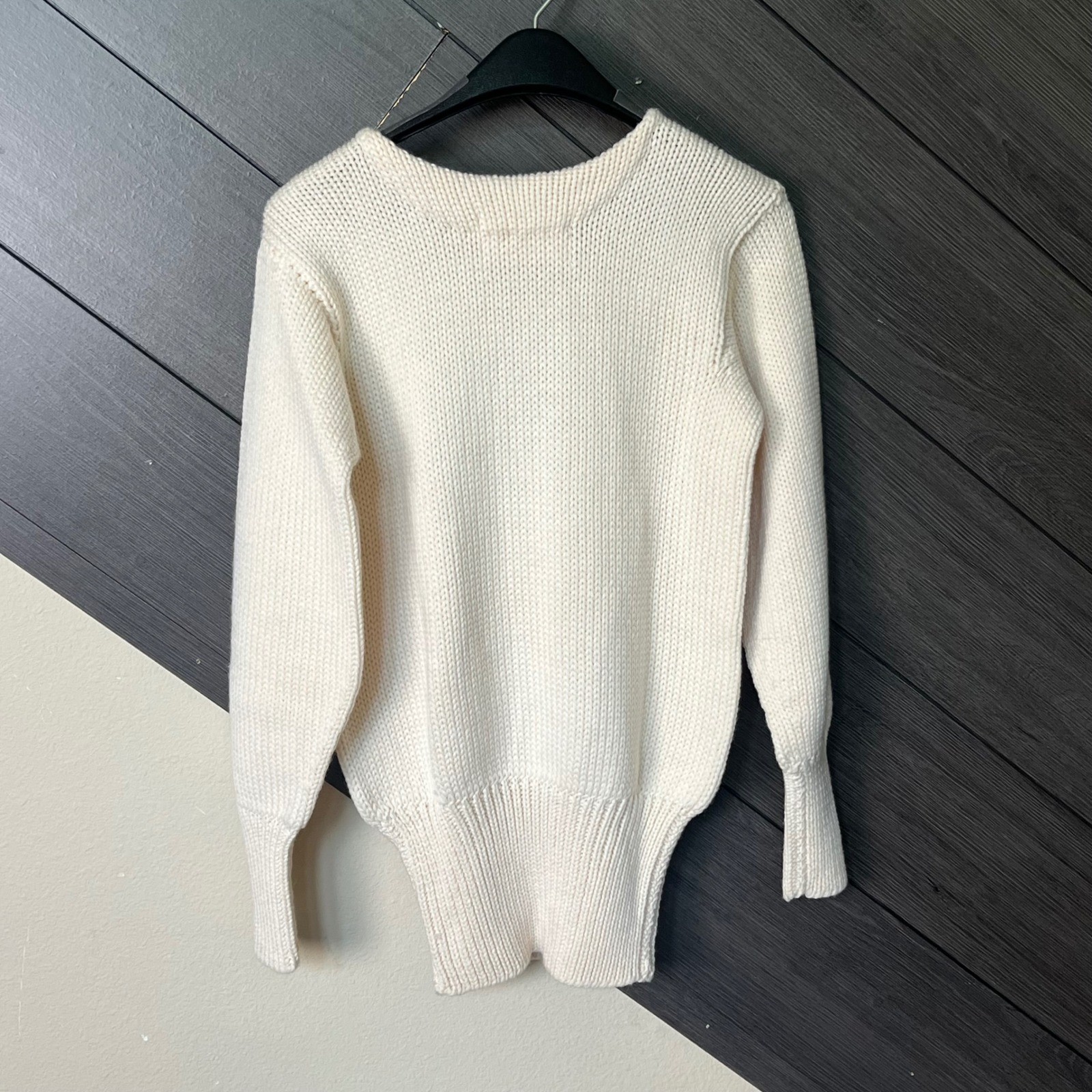 Vintage Nixon Company Letterman Sweater 100% Wool Ivory Size M Collegiate