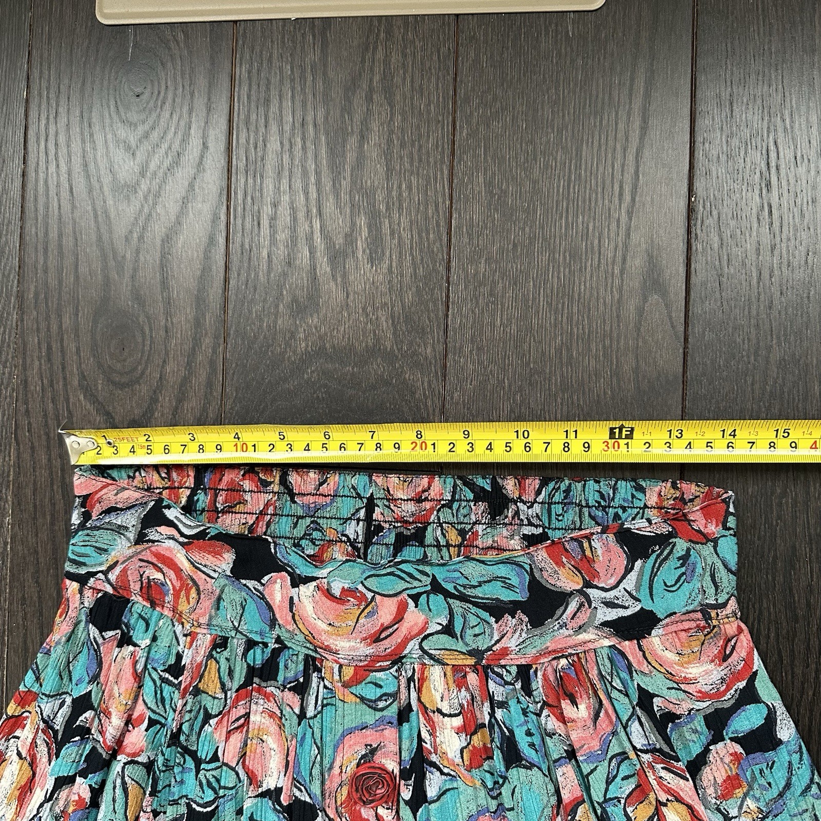 Carole Little Vintage 90s Rose Button Front Midi Skirt Abstract Rose Floral 6