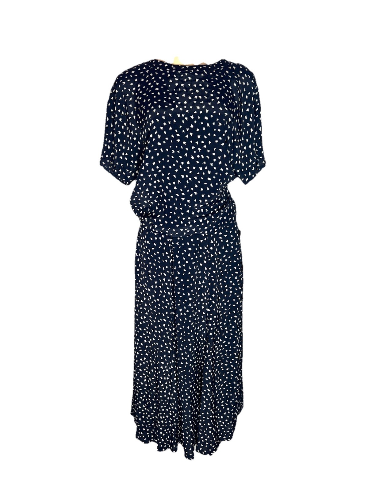 VINTAGE GEORGE GEORGIOU NAVY BLUE/WHITE PRINT MIDI SKIRT SET SZ 8