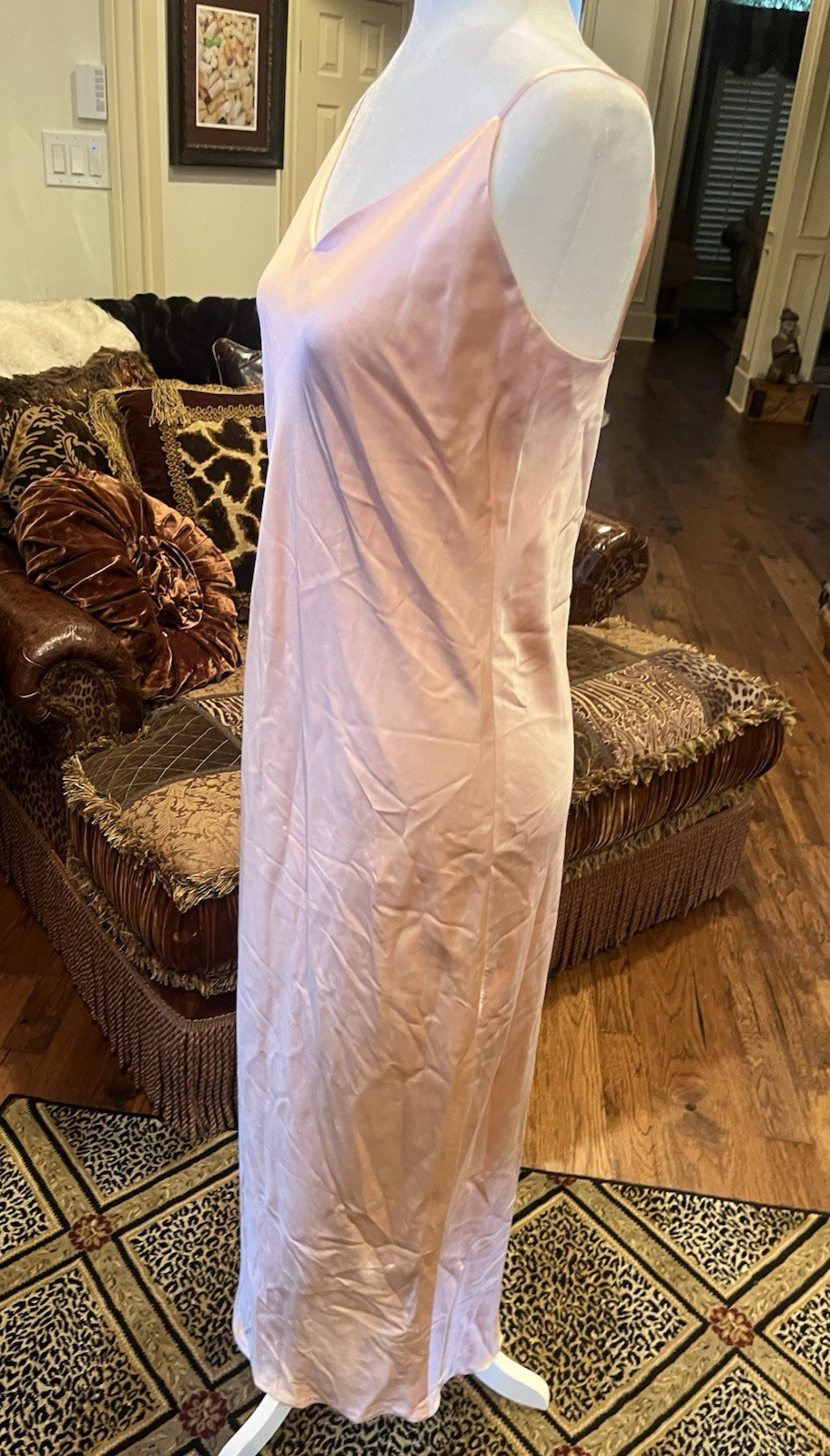 Vintage 90’s Martha Phillips 100% silk Long Pink Slip Dress Elegant Evening Gown