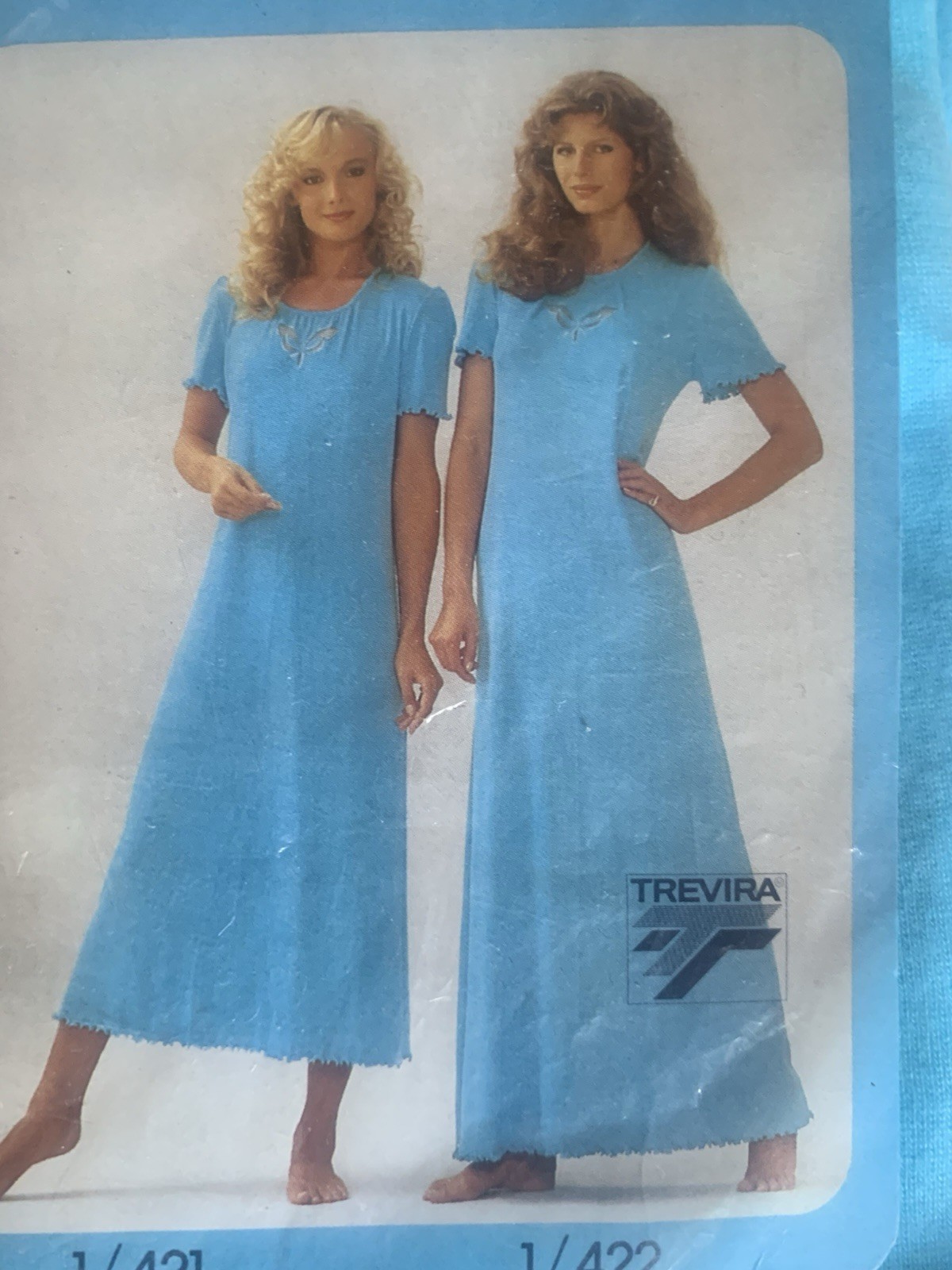 True Vintage Sleepwear Schiesser Size 42 Original Trevira Underwear Blue Nightgown