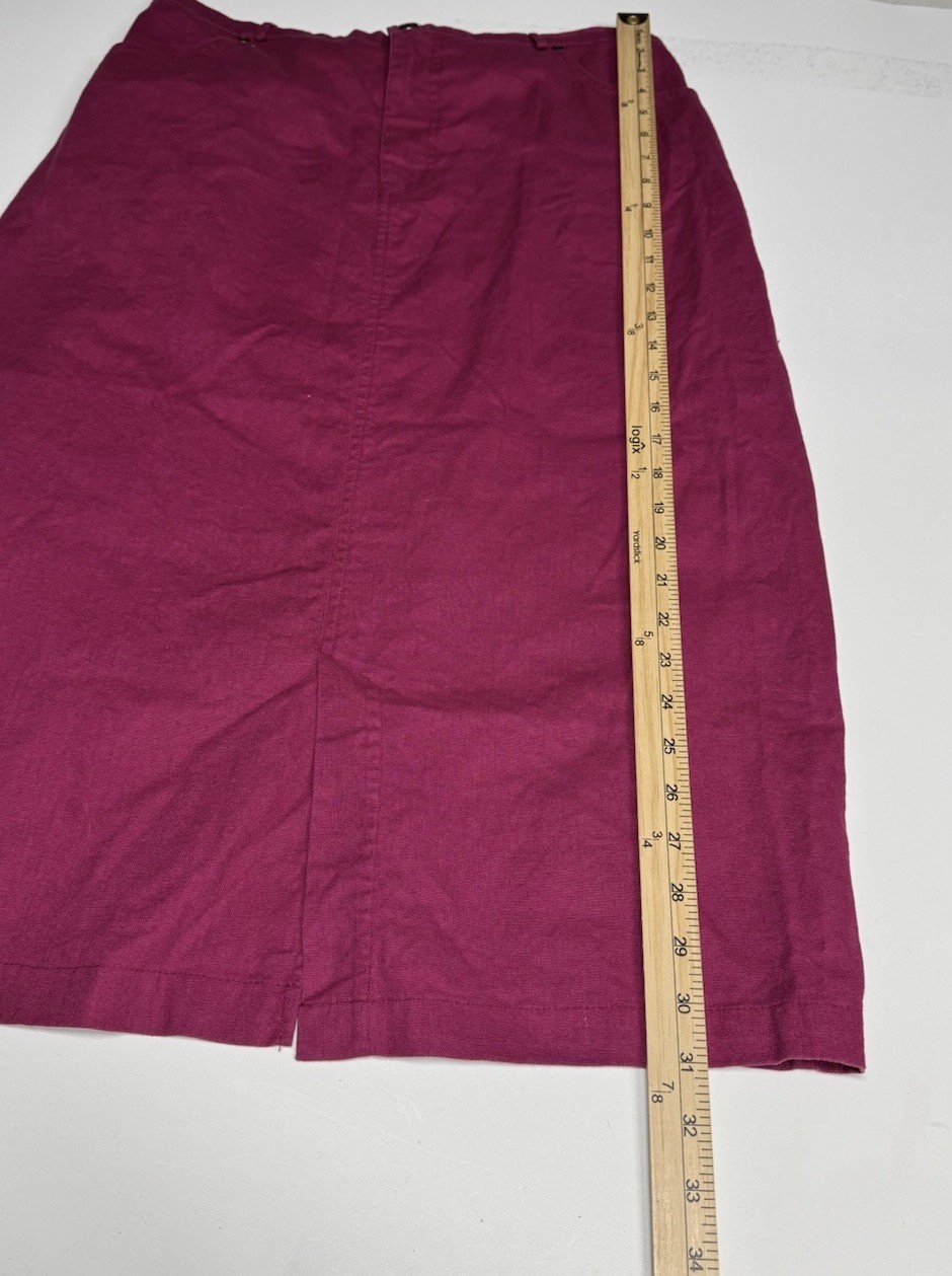 Vintage nannette keller Linen Cotton Blend A Line Midi Skirt Cottage Berry