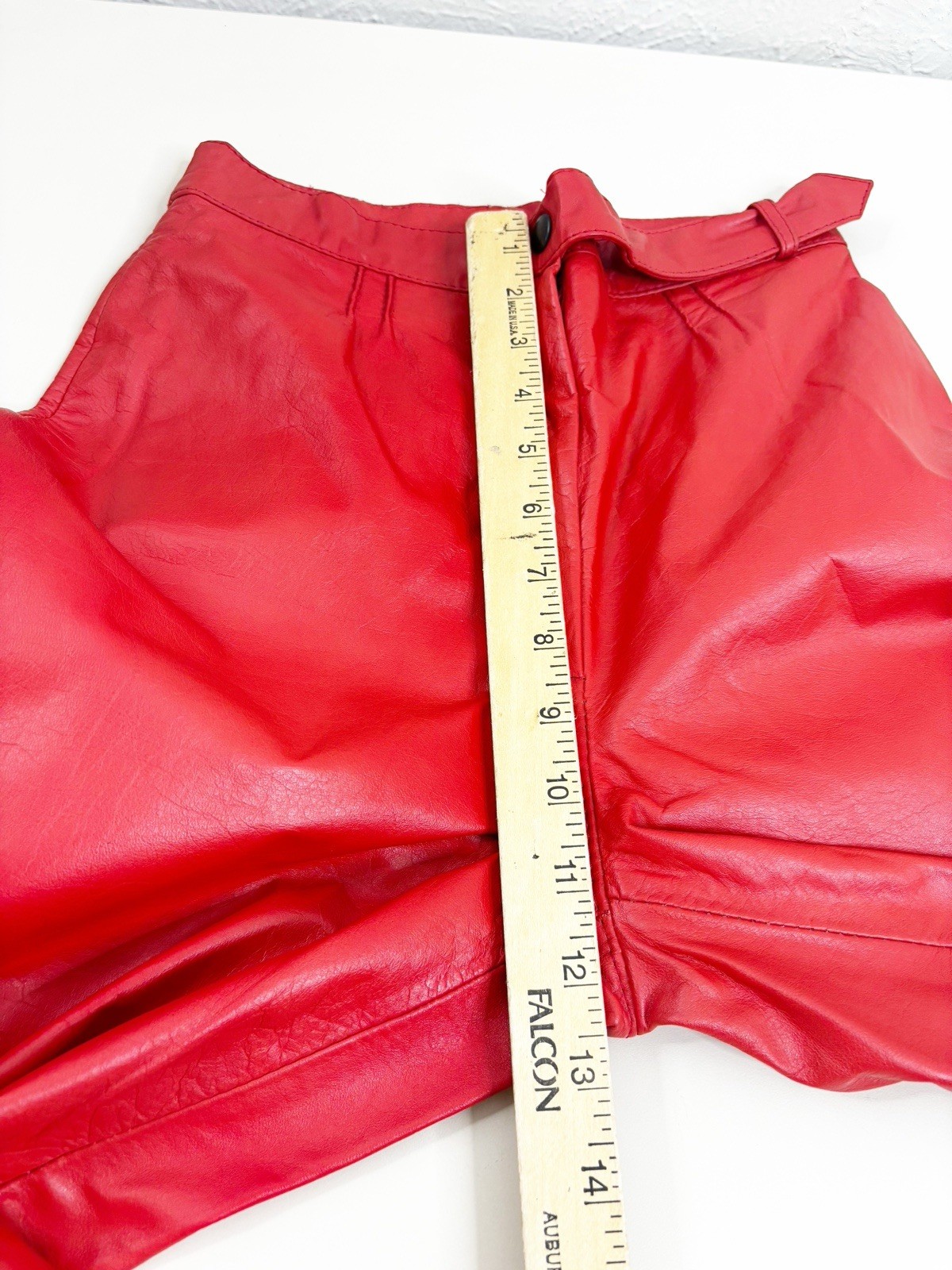 VTG Red Leather Argentina Pants (Actual Size 24×27) High Rise Taper Leg EUC