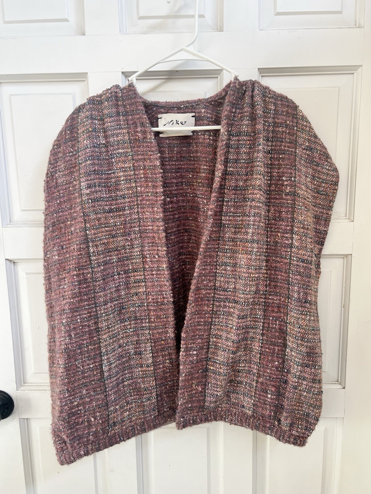 NIKOS HAND WOVEN WOOL VINTAGE Funky Boho Vest One Size Shawl Wrap Cottagecore