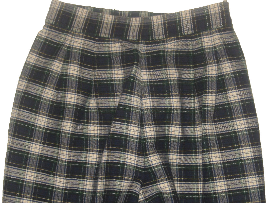 VtG 90s High-Waist COUNTERPARTS Stretch Preppy Green/Blue Plaid Stirrup Pants 10