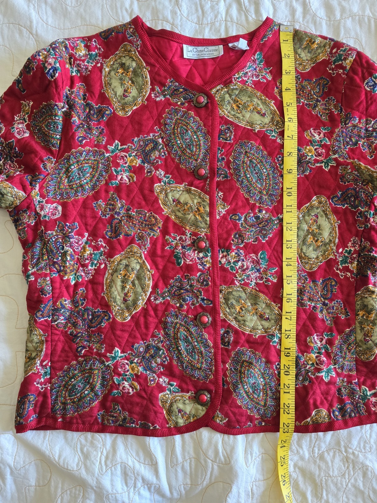 Vintage Galinda Wang Le Chine Classic Floral Hunting Jacket Womens Large 80s 90s