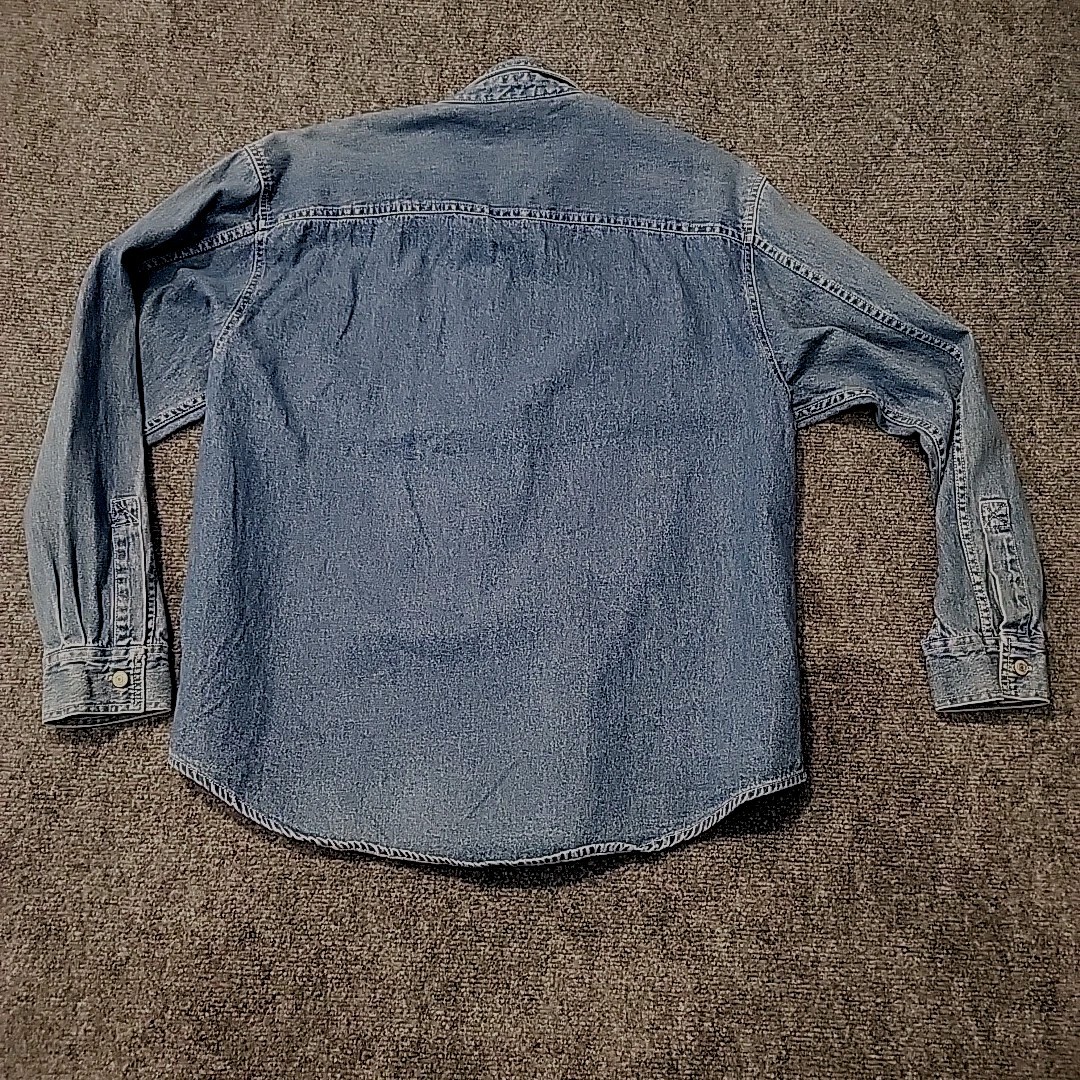 Vintage Denim Shirt L Hong Kong Button Up 100% Cotton Newton Trading Co