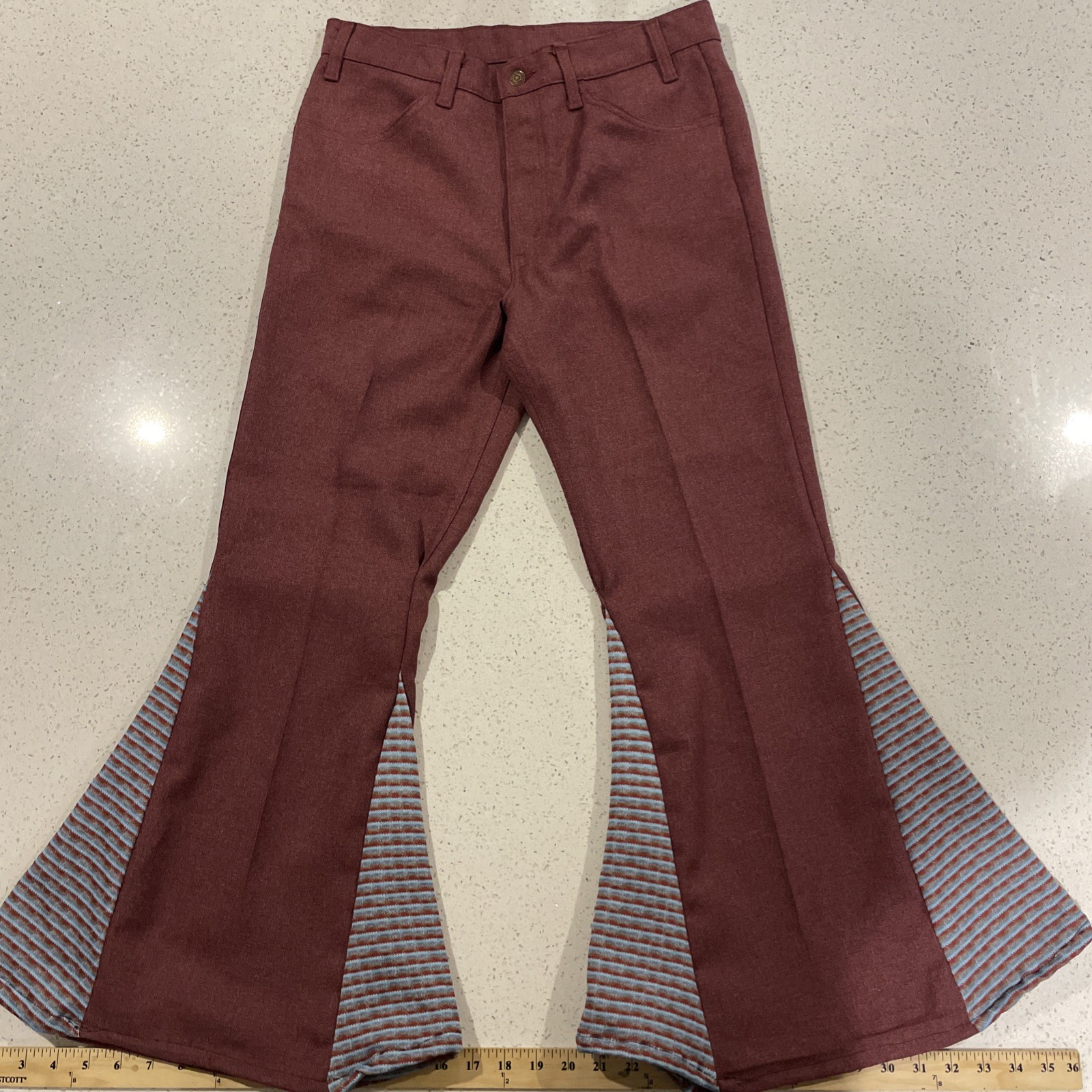 Vintage Bell Bottoms Flare Jeans33/31 Actual 30/27 Short Red Denim High Waisted