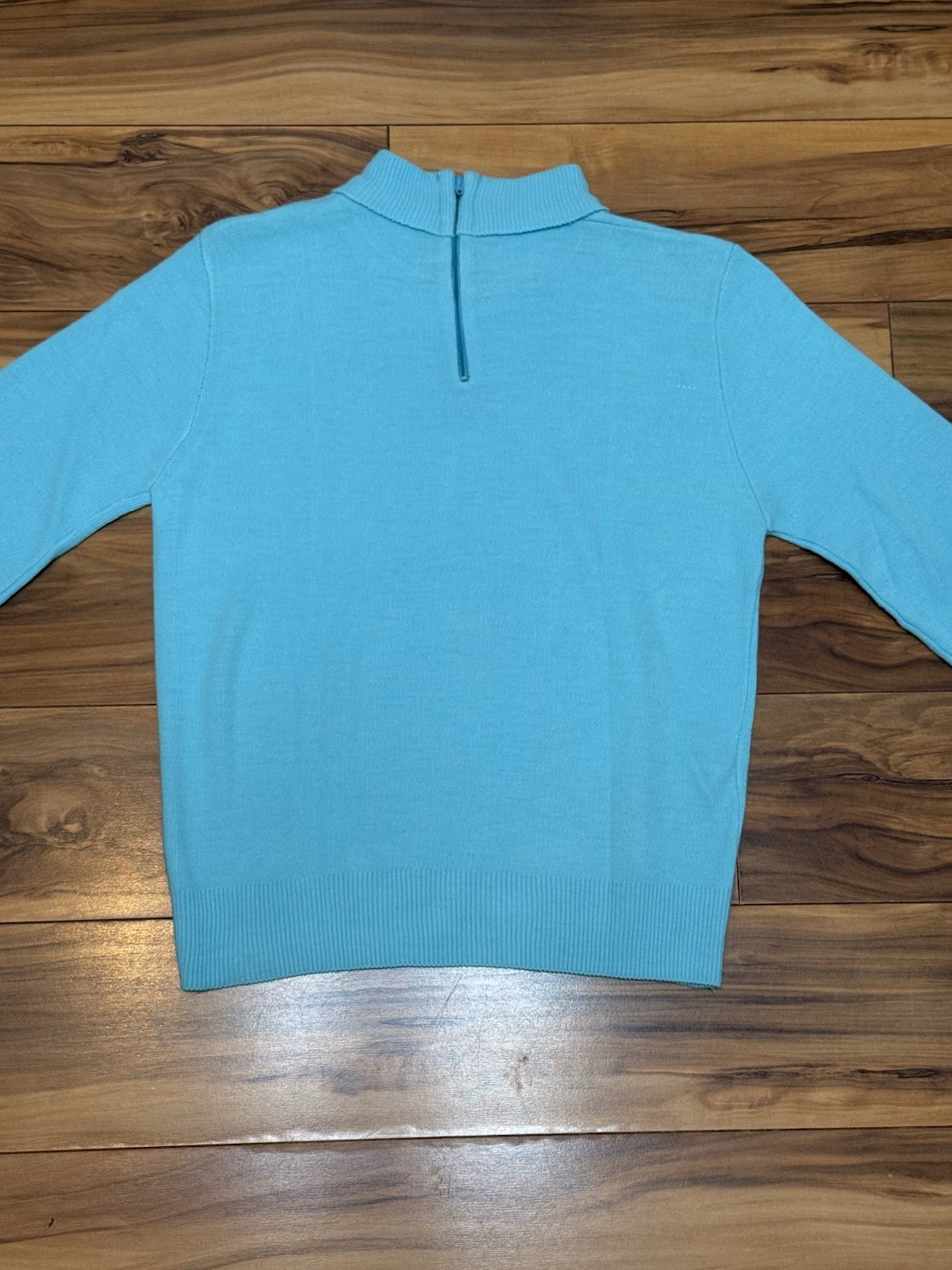 Vintage 60s Turtleneck Sweater Mod Miss Scotch English XS/S Light Blue Zip Back