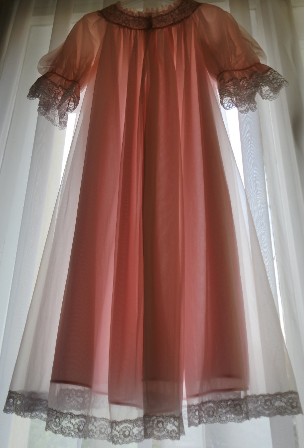 RARE!Vintage St.Michael double layer Negligee Pegnoir Robe Morgenmantel L