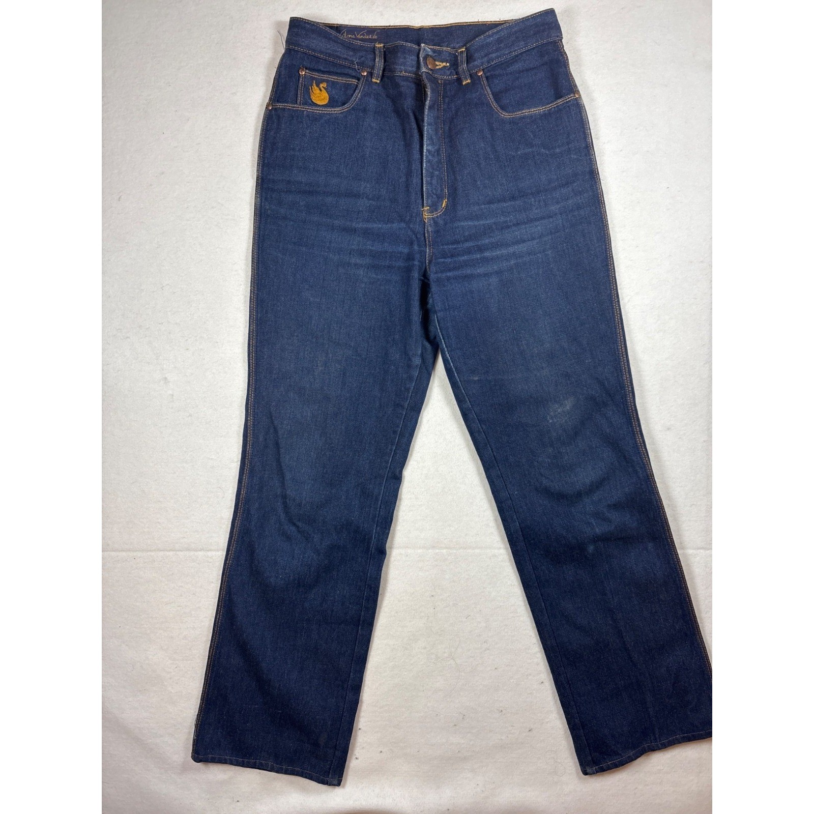 Gloria Vanderbilt Murjani Jeans Womens sz 14 Dark Blue Vintage High Rise Swan