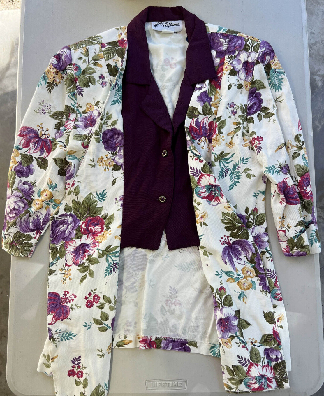 Vintage 80s Willy’s Influence Womens Floral Blouse Shoulder Pads Size 10 USA