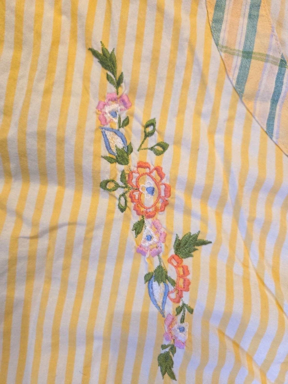 Vintage Chandni 100% Cotton Muumuu House Dress One Size Yellow Stripe Floral…