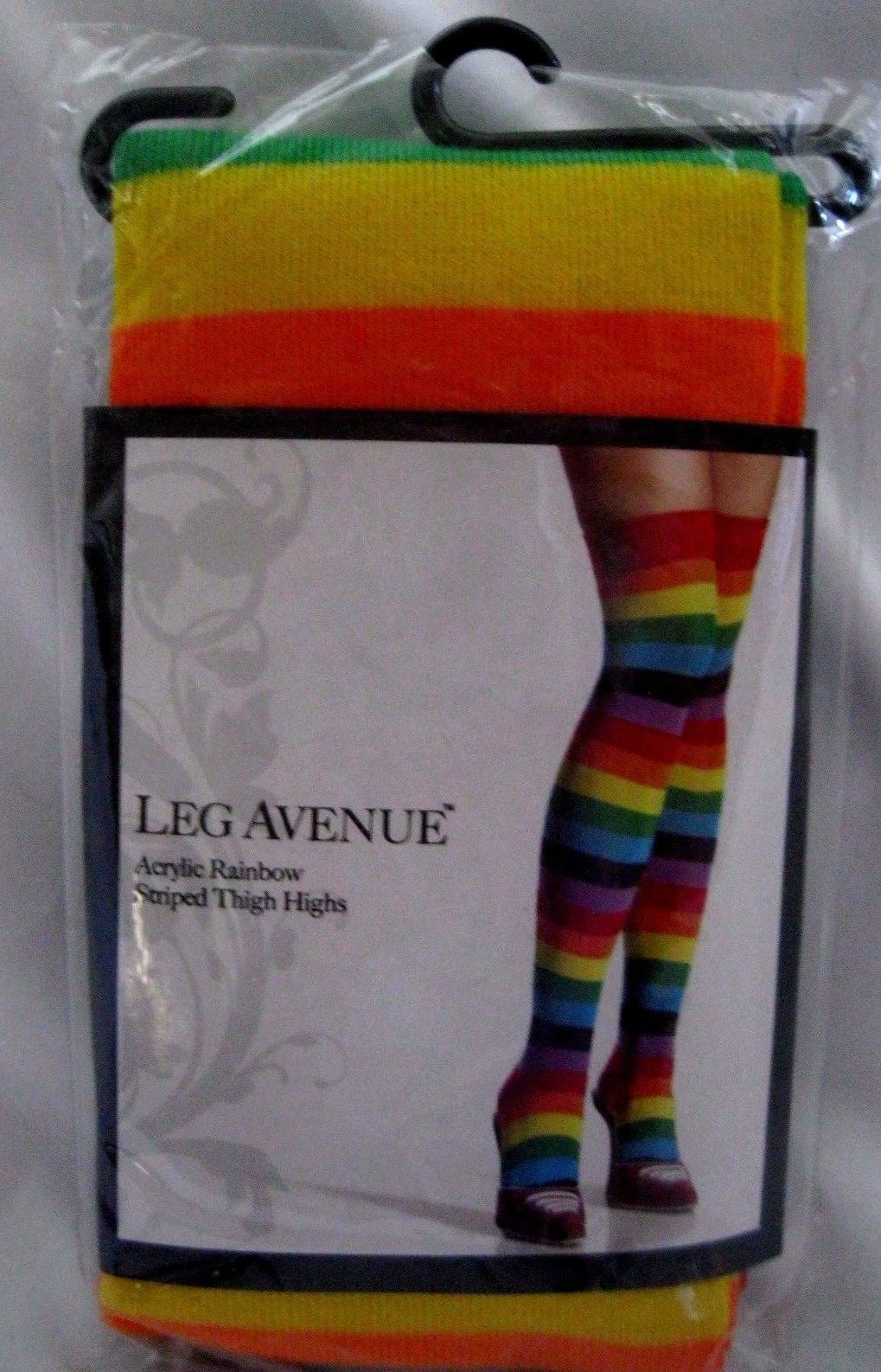 Gay Pride Rainbow Stripes Punk Hippie Stockings by Legg Avenue-Brand New!