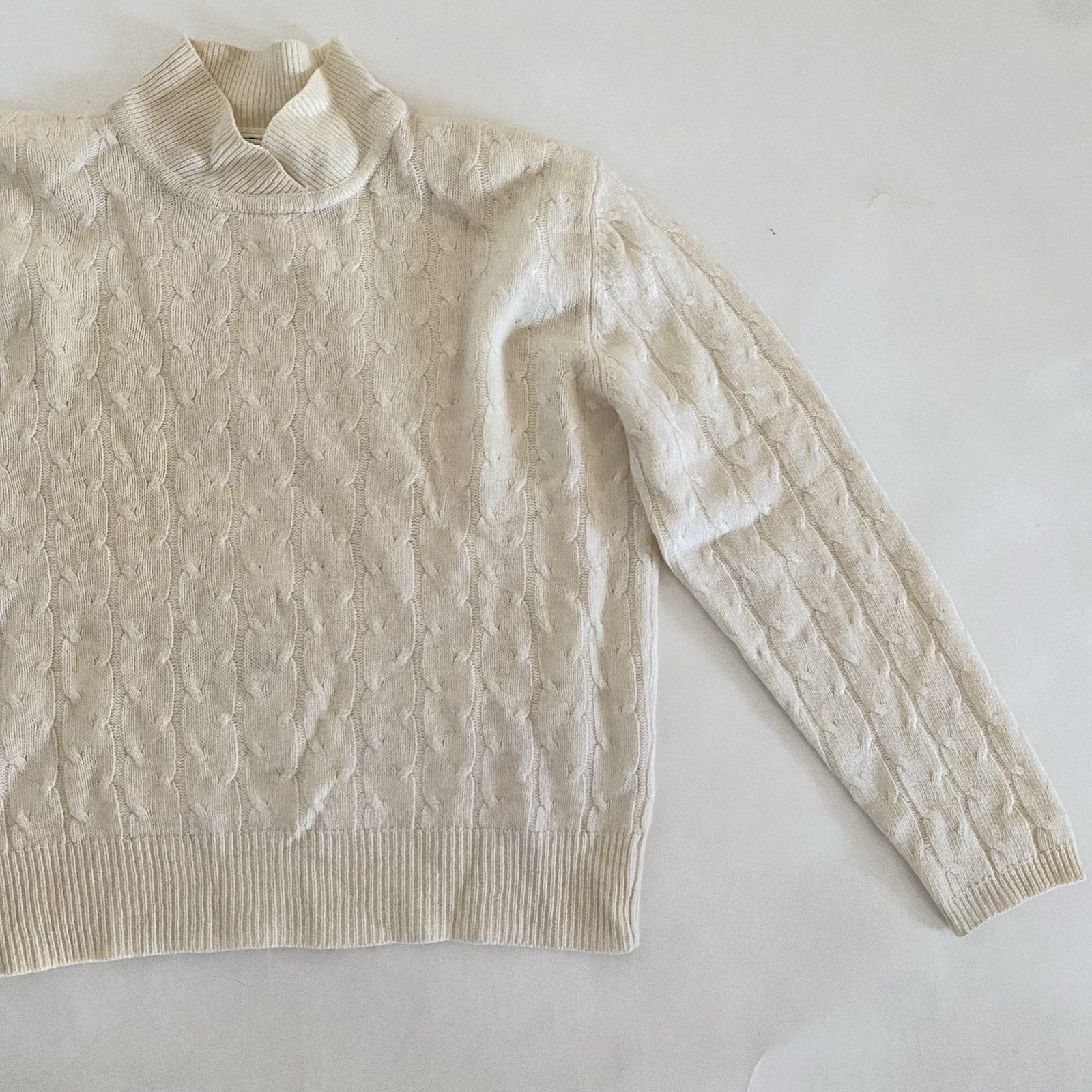 VTG Evan Picone Lambswool Angora L Sweater Mock Neck Cable Knit Soft Girl 60s 70